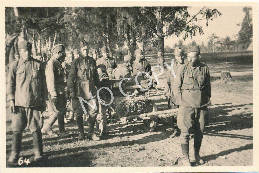 Photo Wk II Russian Prisoners of War Pow Transporting Wounded