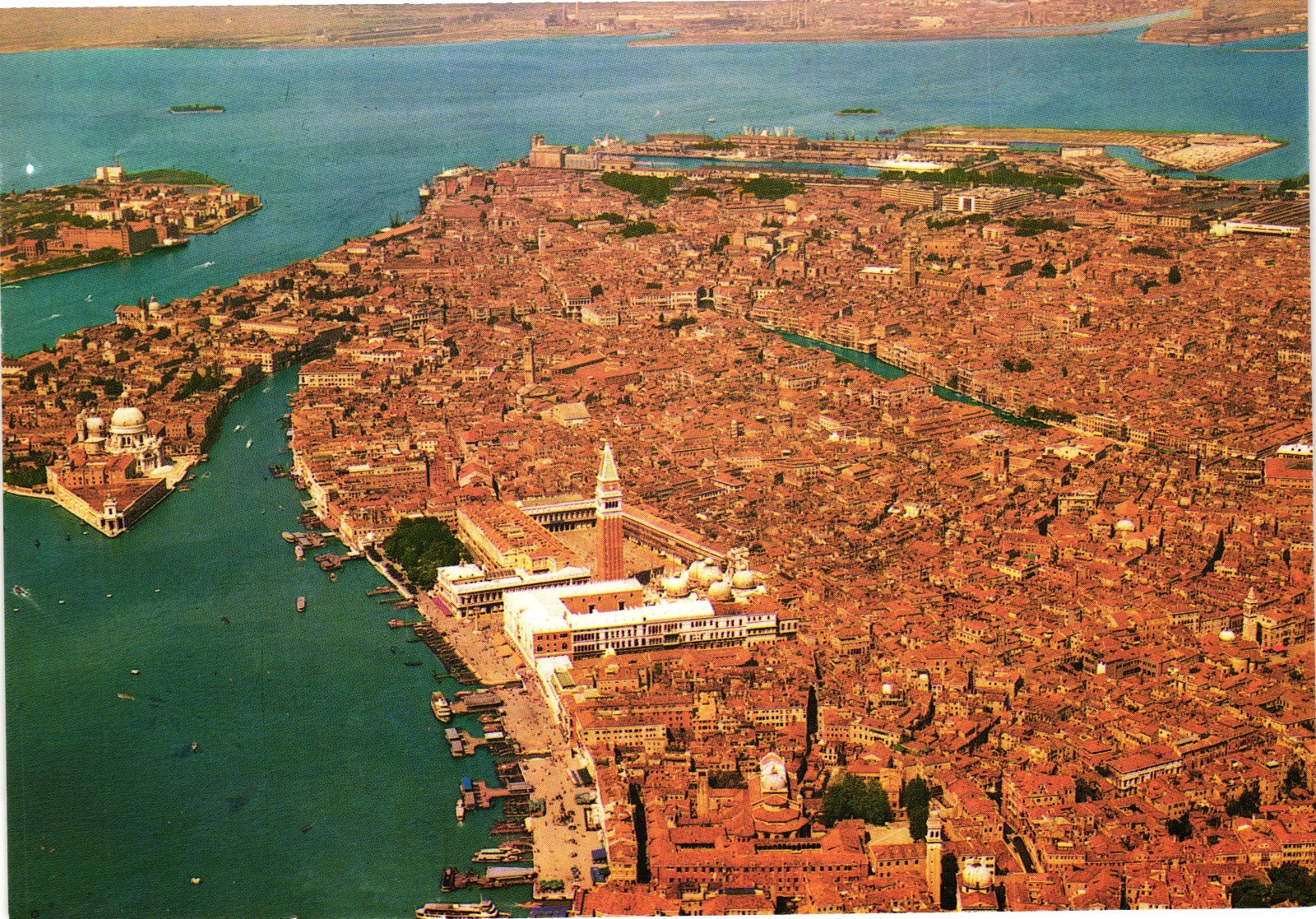 Vintage Venice Italy Aerial View St Marks Square Grand Canal ItalCards Postcard