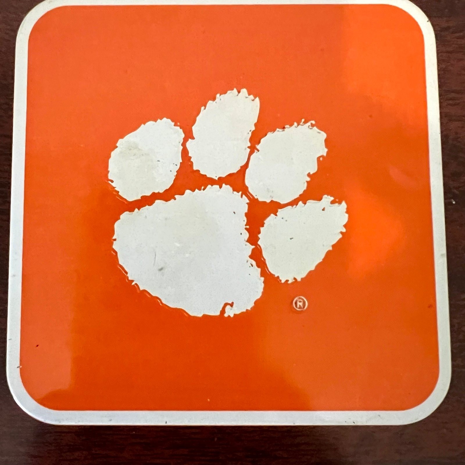 Clemson Tigers Vintage Tin & Cork Coasters Set Of 4 in Original Tin Case -RARE