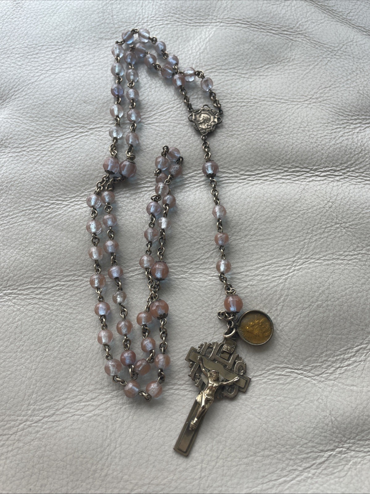Rare Antique Saphiret Czech Necklace Rosary