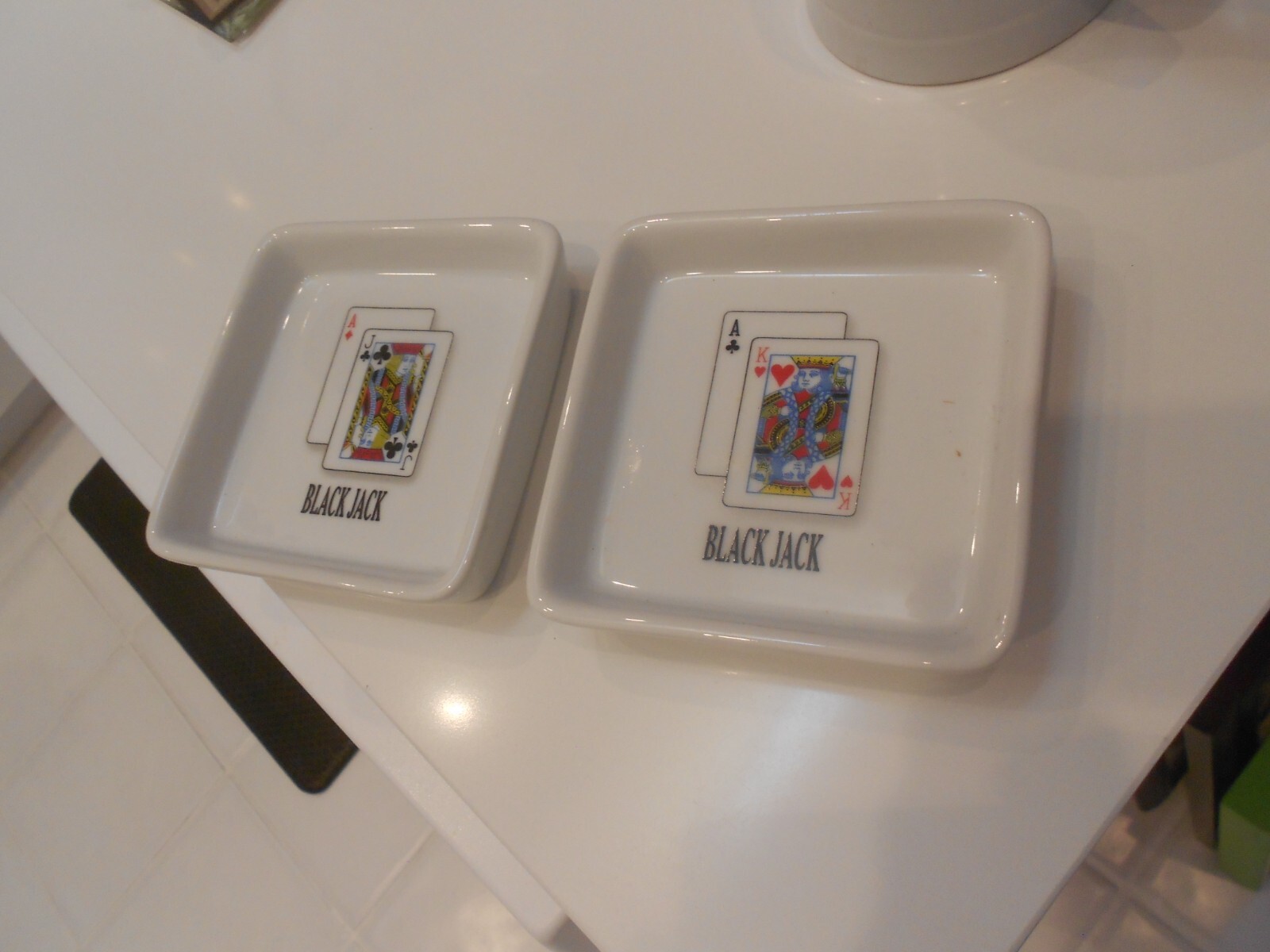TWO BELLA CASA BY GANZ BLACK JACK TRINKET DISHES-VG++ CONDITION-4 1/4\