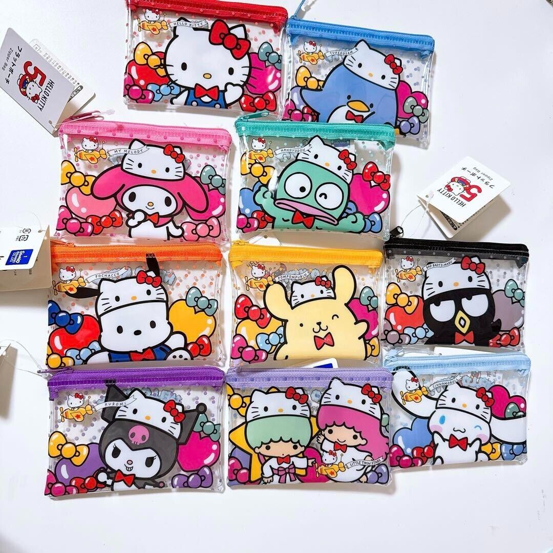 [Sanrio] All 10 Characters Hello Kitty 50Th Anniversary Flat Pouch NEW Japan