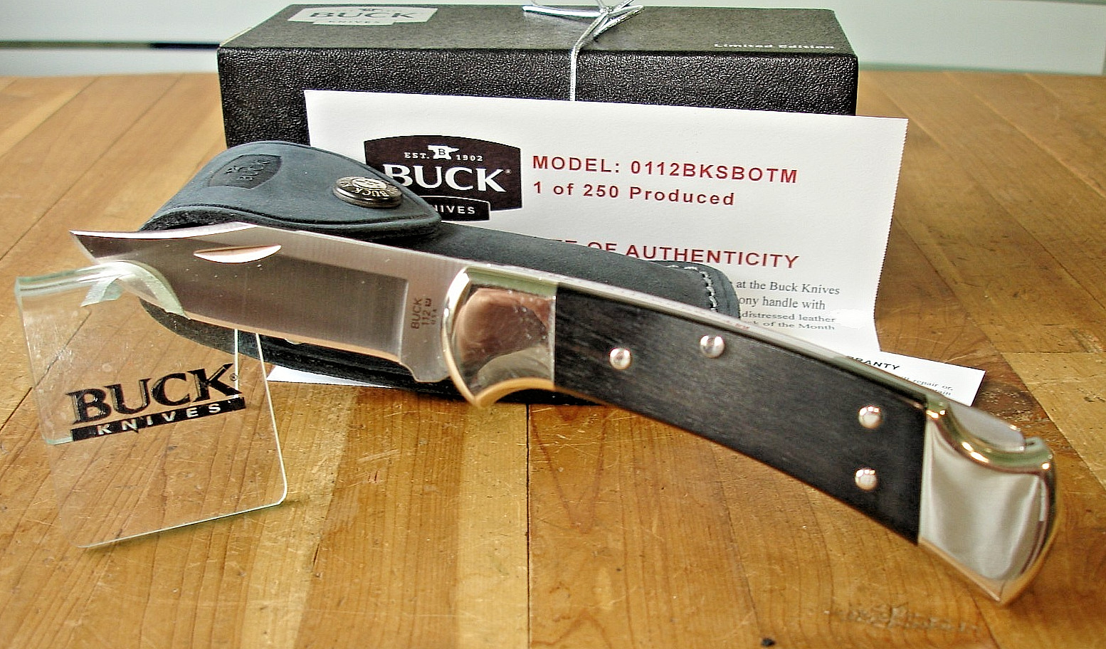 DECEMBER 2018 BUCK KNIFE 112 BKSBOTM RANGER  BOS S30V BLADE AFRICAN EBONY HANDLE