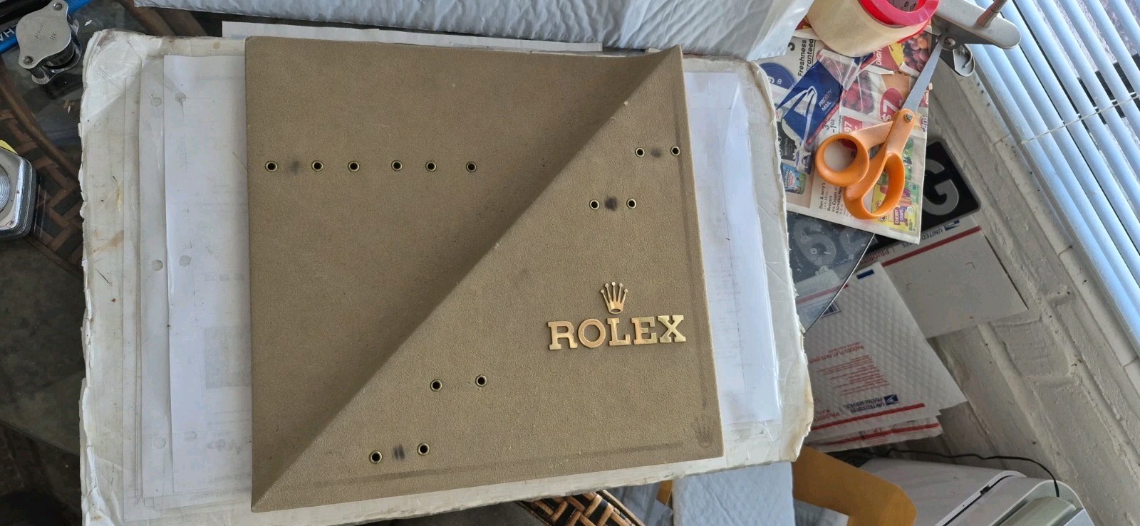 Vintage Rolex Dealer Window/Wall/Counter Display Board/Sign. 11-3/4 X 12\