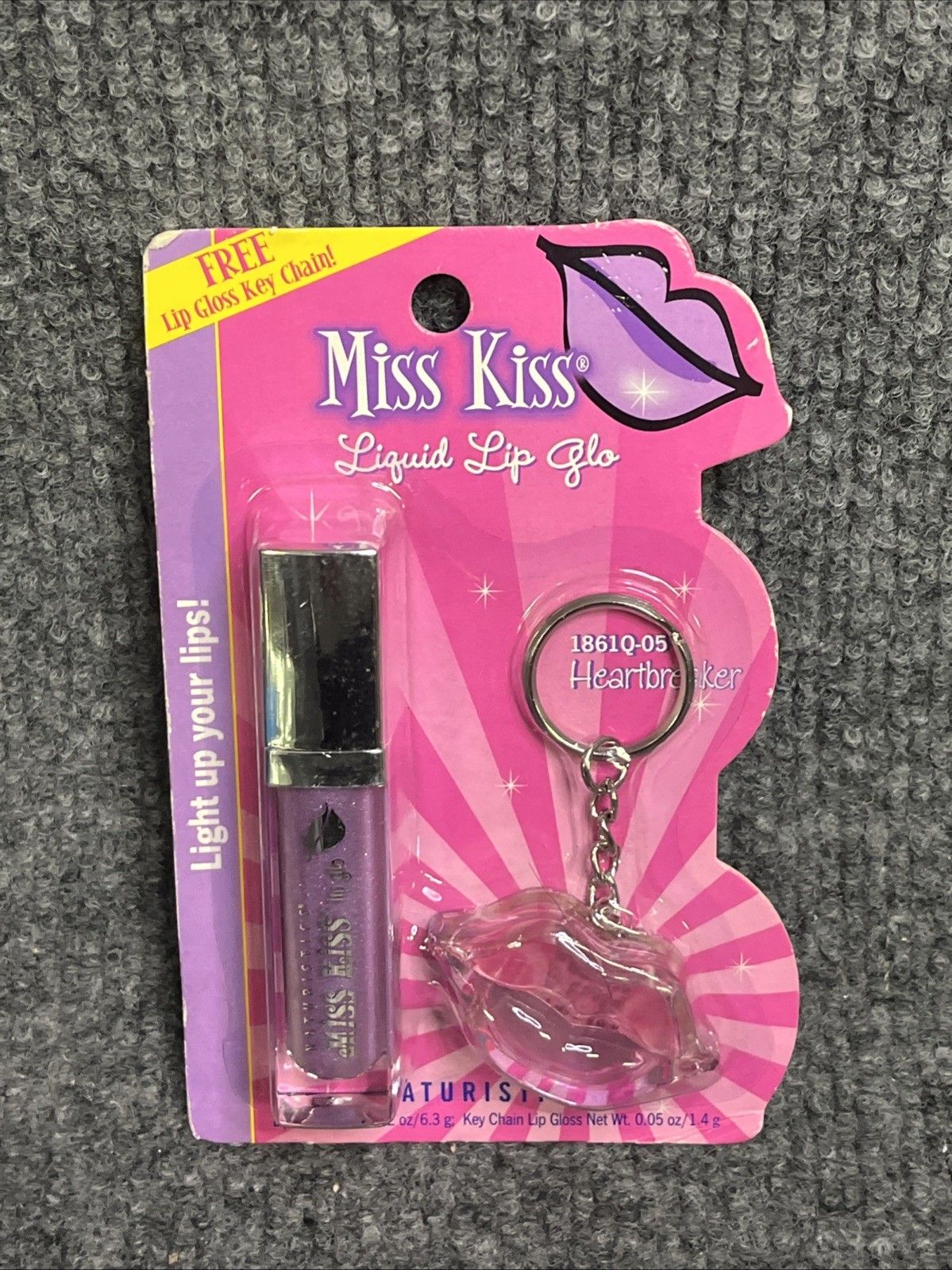 Naturistics Miss Kiss 1861Q-05 Liquid Lip Glo-Heartbreaker +Lip Gloss Key Chain.