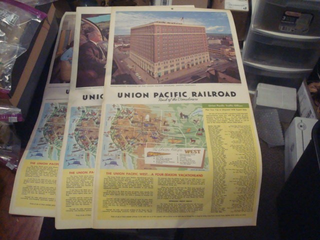 3-Large Union Pacific Railroad, Wall Calendars, 1963/64/65,   2\'X1\',   (9175)