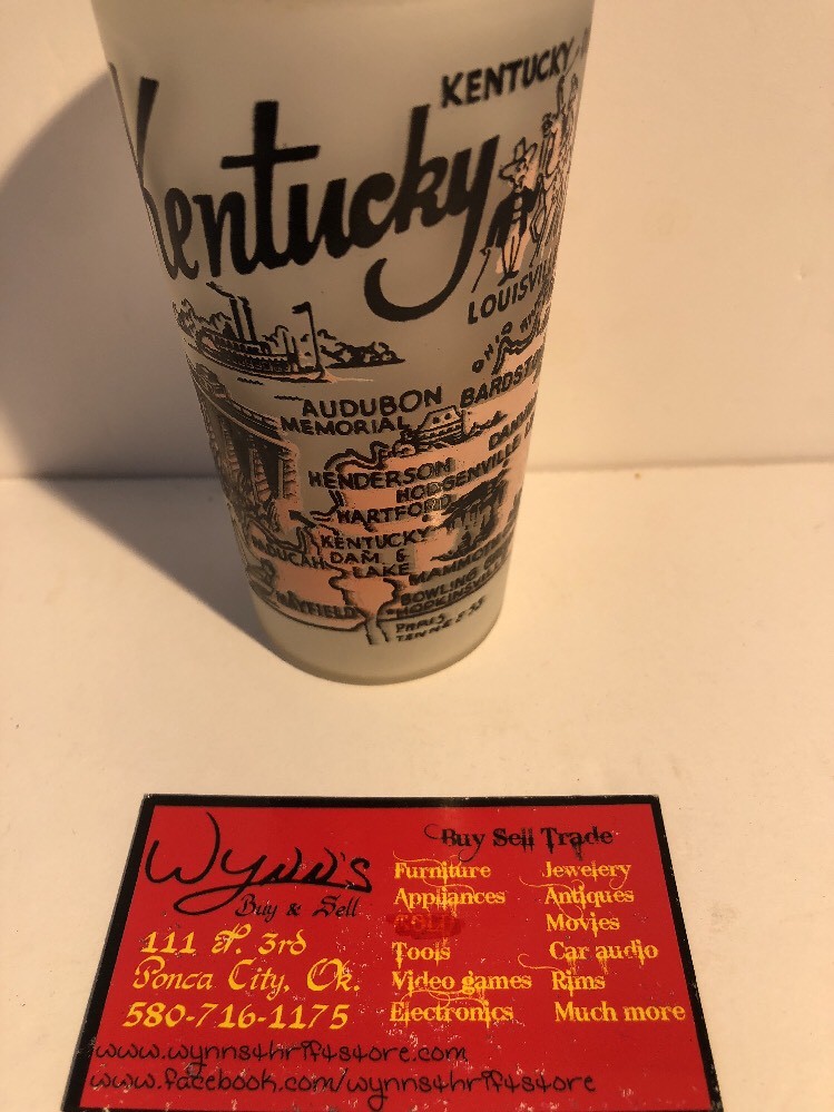 VTG 1950s Kentucky Hazel Atlas Gay Fad Frosted State Souvenir Glass Tumbler