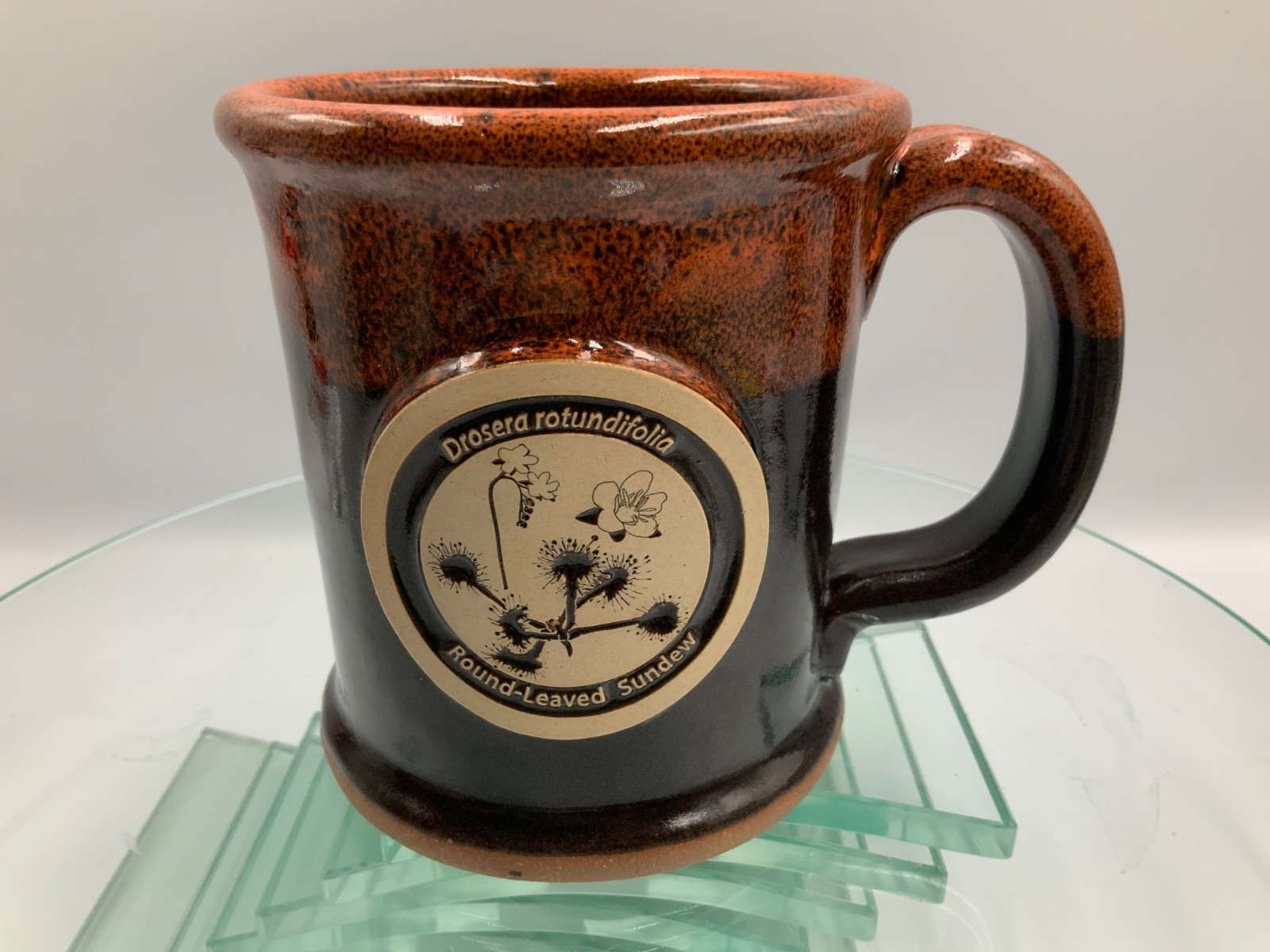 Sunset Hill Stoneware drip glazed BOTANICAL MUG made in USA ROUND LEAFED SUNDEW Sunset Hill Stoneware drip glazed BOTANICAL MUG made in USA ROUND LEAFED SUNDEW
