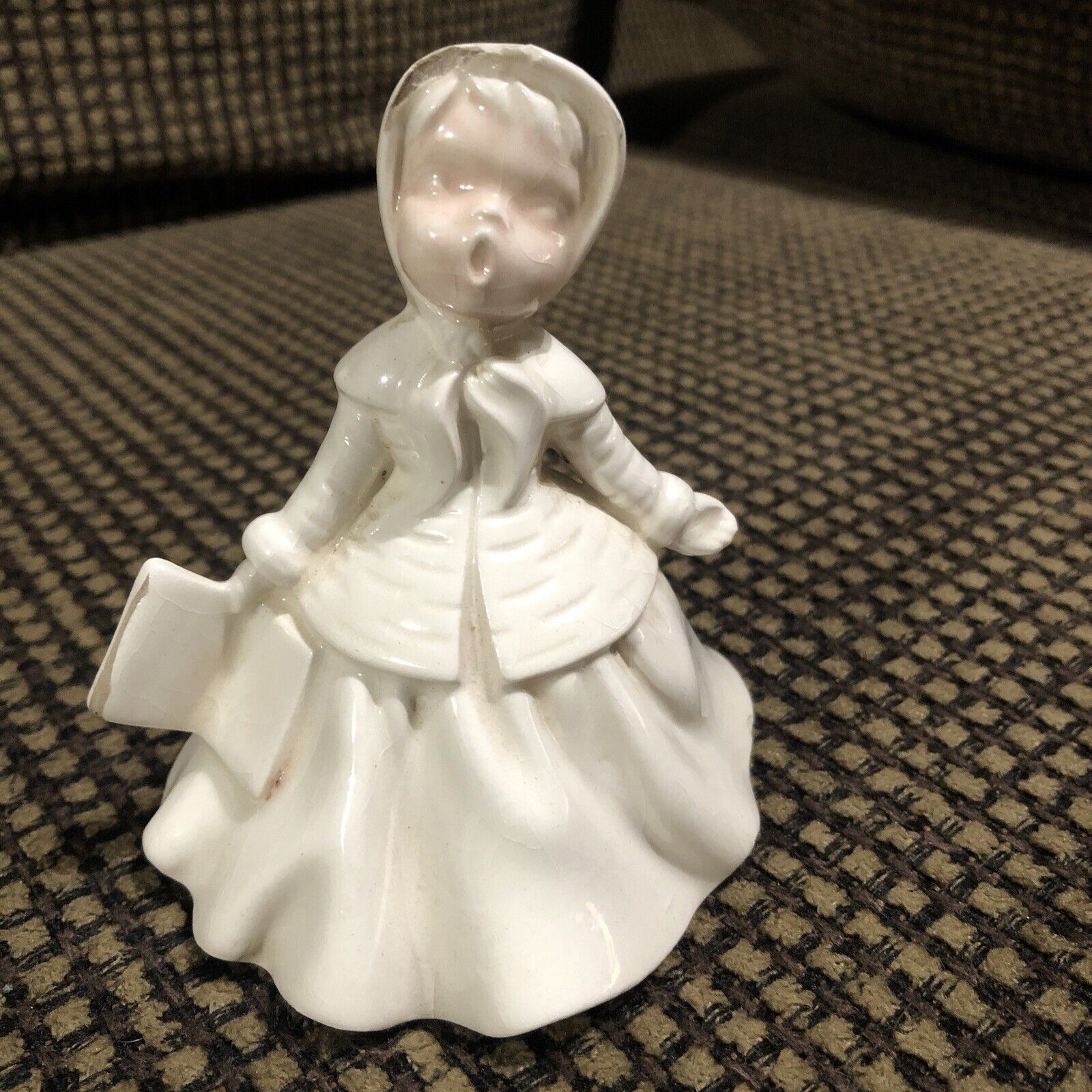 Vintage molded  Holland Porcelain Figurine Victorian Girl Singing w/Book