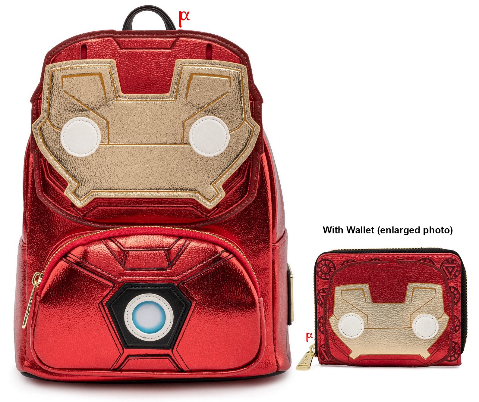 Loungefly Marvel Iron Man Light Up Cosplay Funko Pop Mini Backpack & Wallet