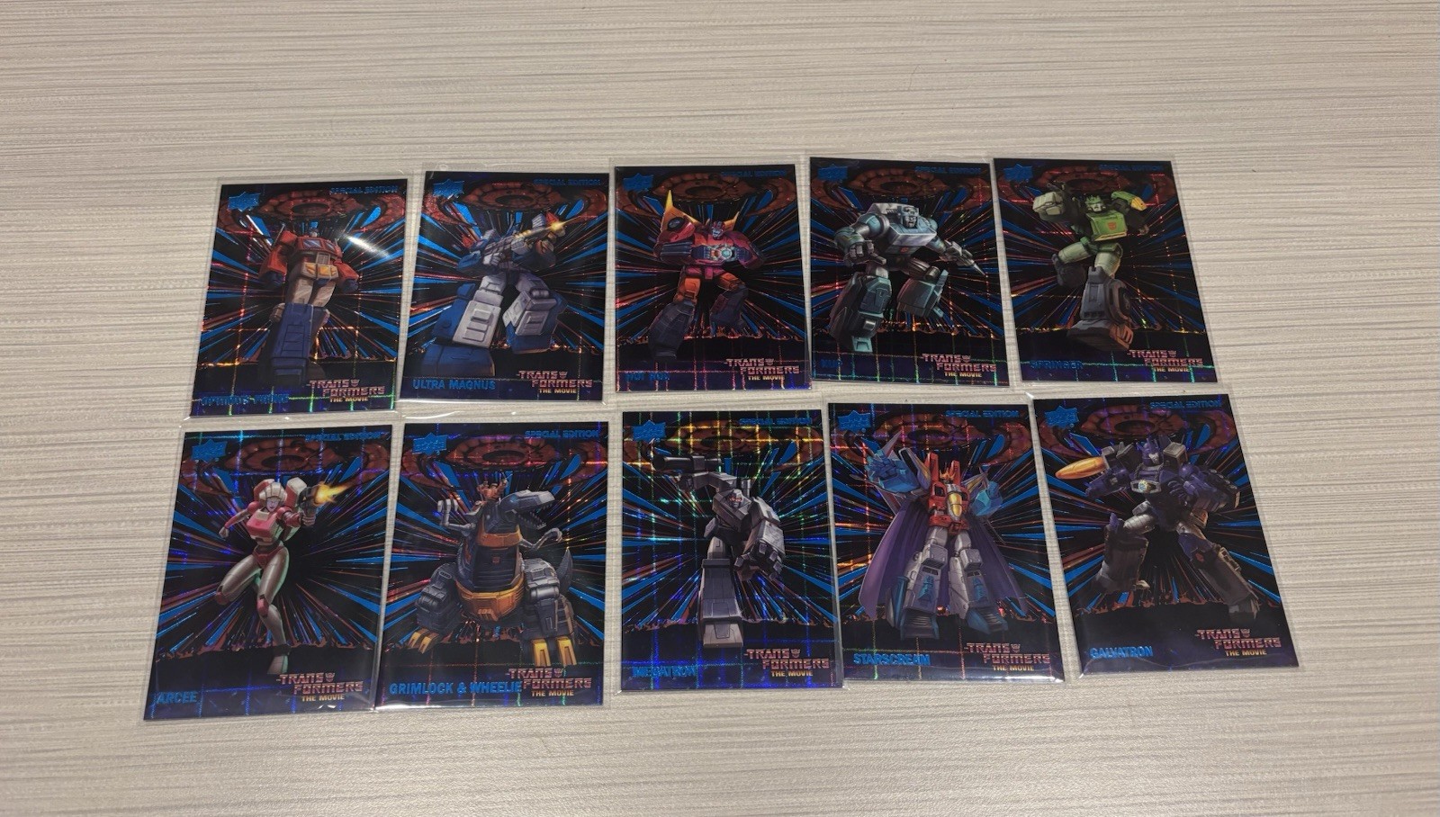Upper Deck 40th Anniversary Transformers Movie Complete Set Of Energon Plus Base