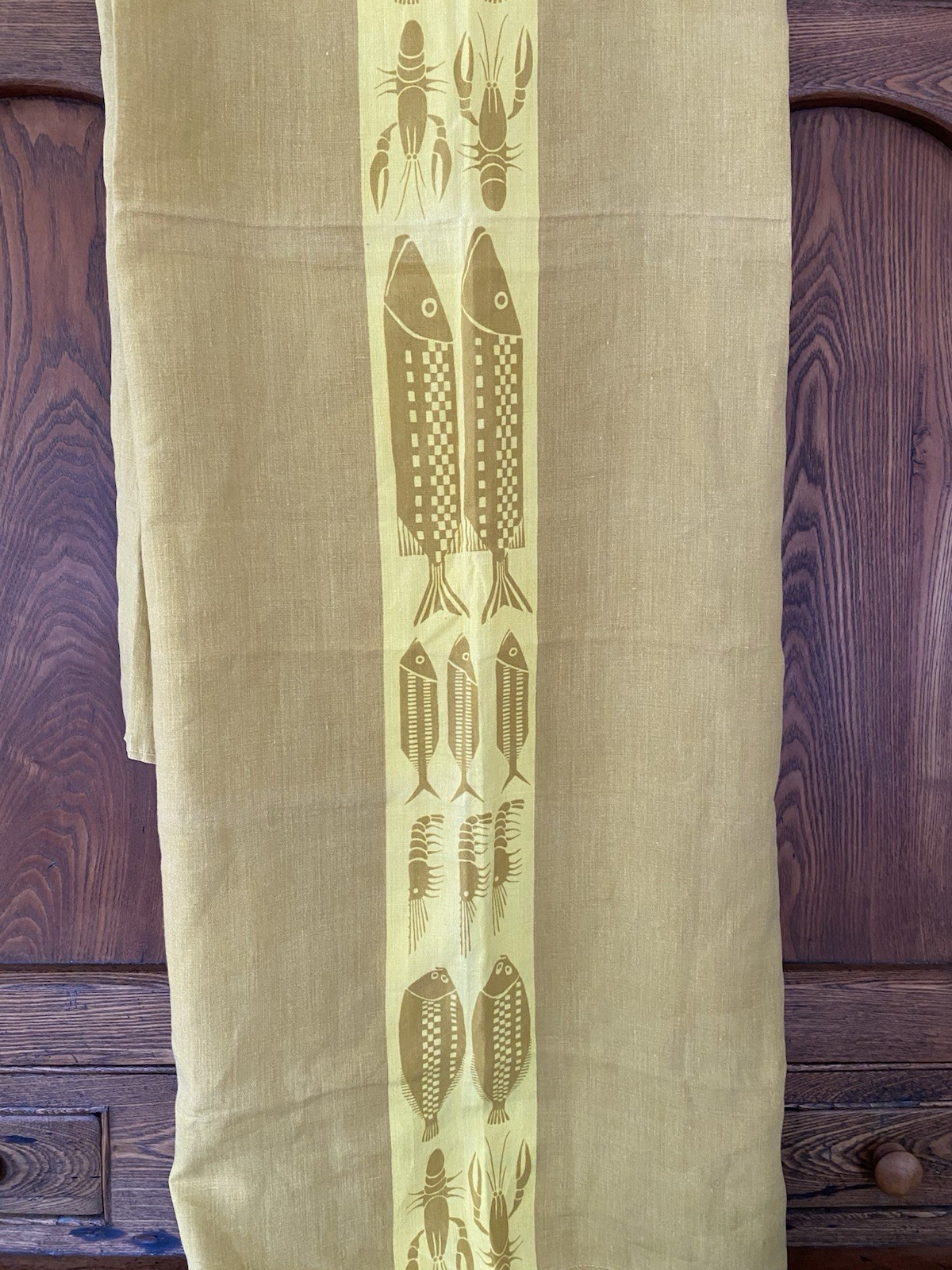 Vintage midcentury linen tablecloth 50