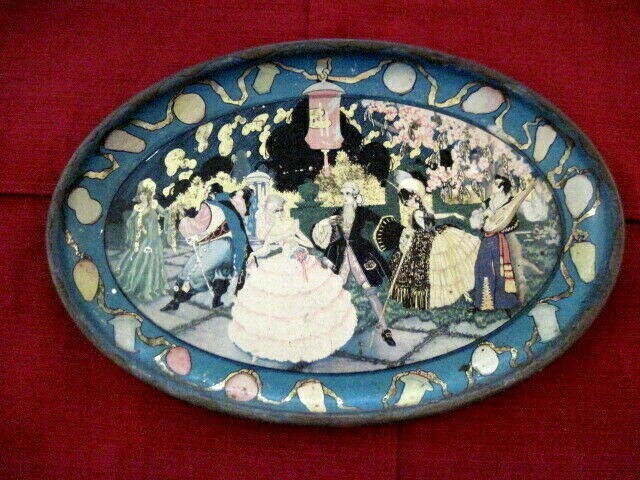 Lovely Vintage Metal Serving Tray w/ Scene of 1700\'s Men & Women Dancing * 