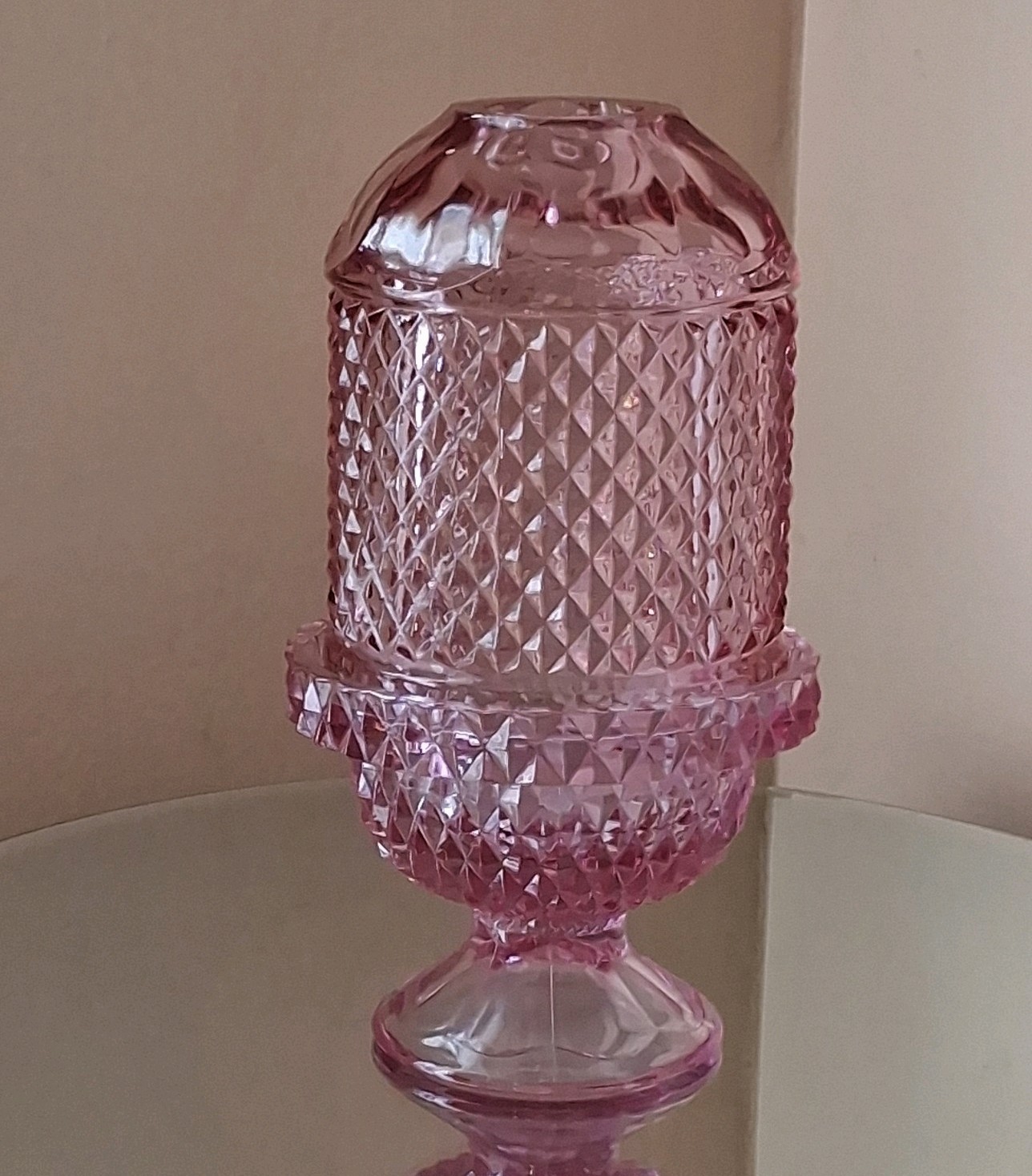 VTG RARE Thistle Pink Viking Diamond Fairy Lamp Light 