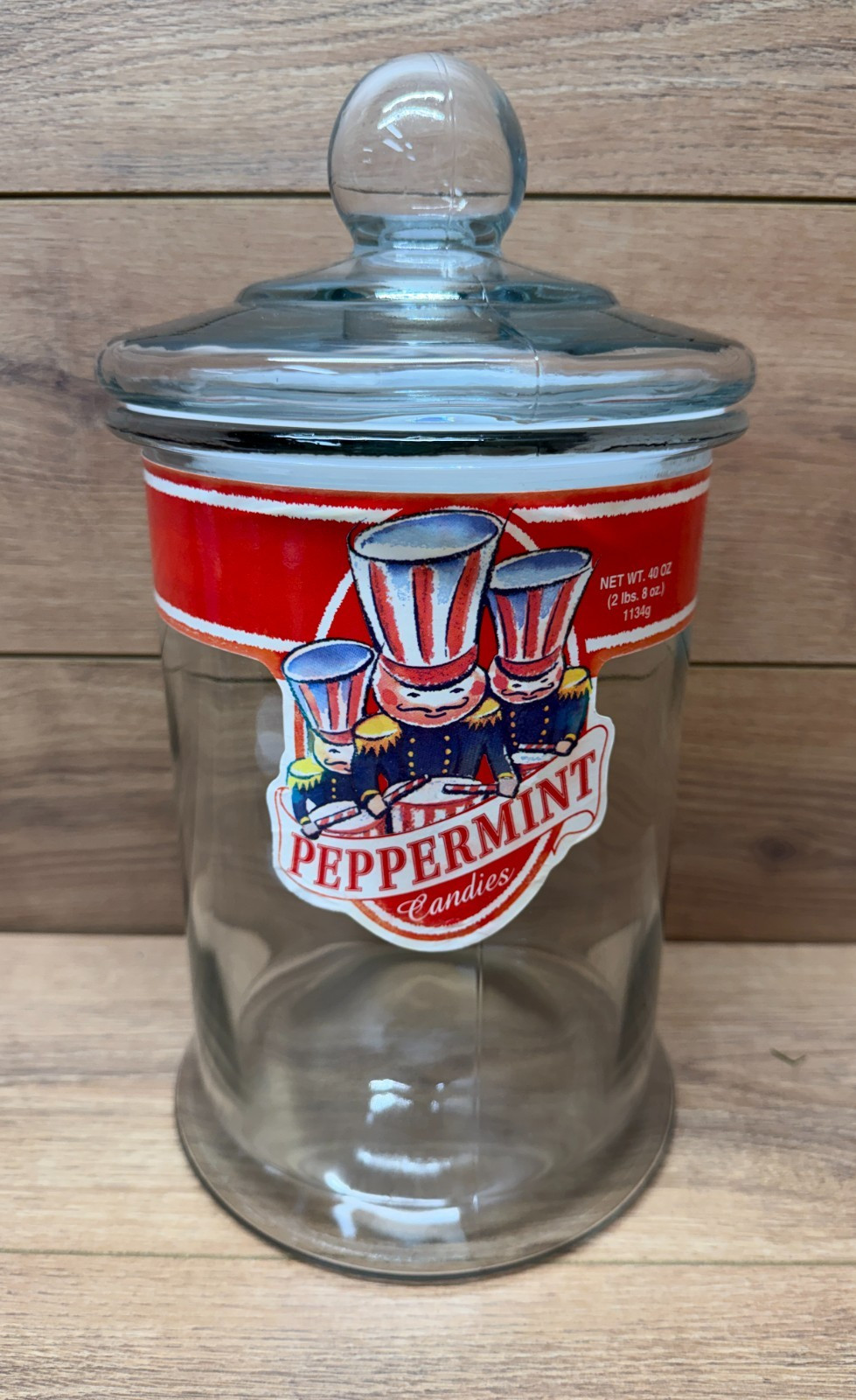 Vintage Bobs Peppermint Candy Glass Jar Uncle Sam Patriotic Store Counter