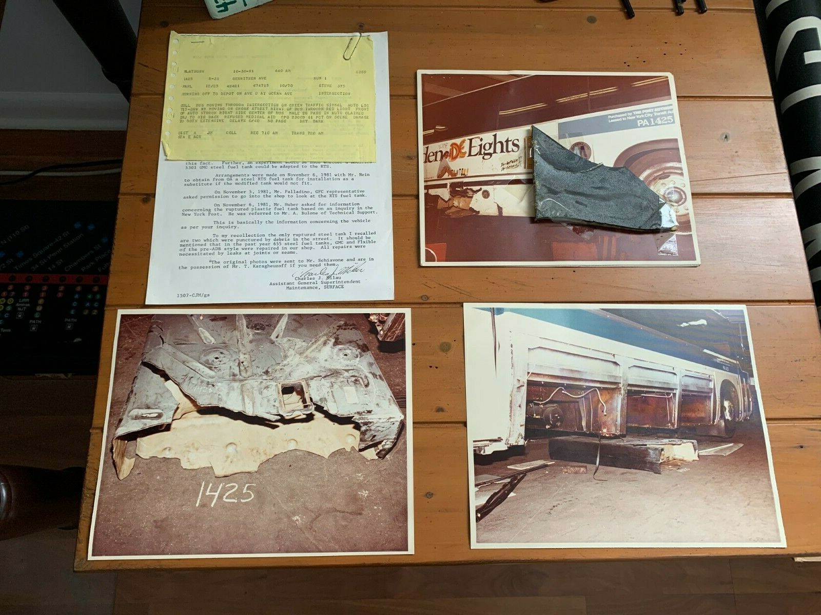8X10 NYC NY M FLATBUSH 14 BUS ACCIDENT PHOTOGRAPHS COVER LETTER PIECE OF BUS  