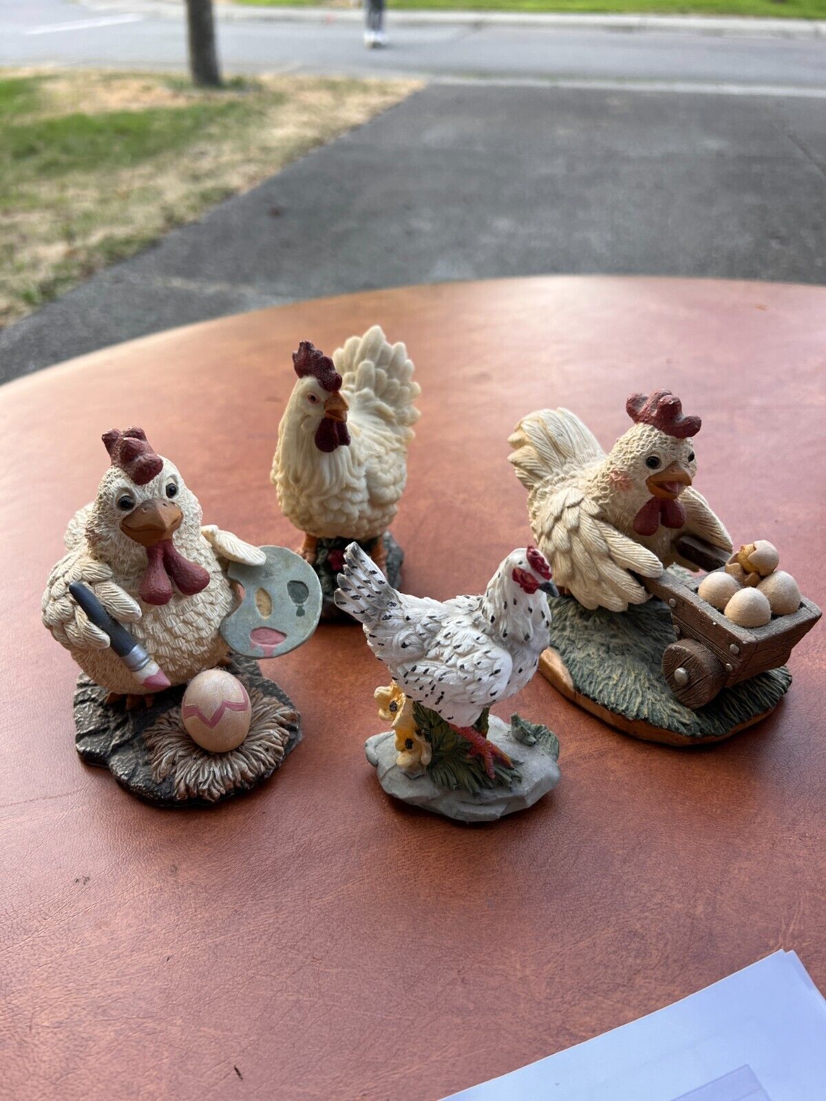 Lot of 4 Vintage Chicken & Rooster Ceramic Figurines