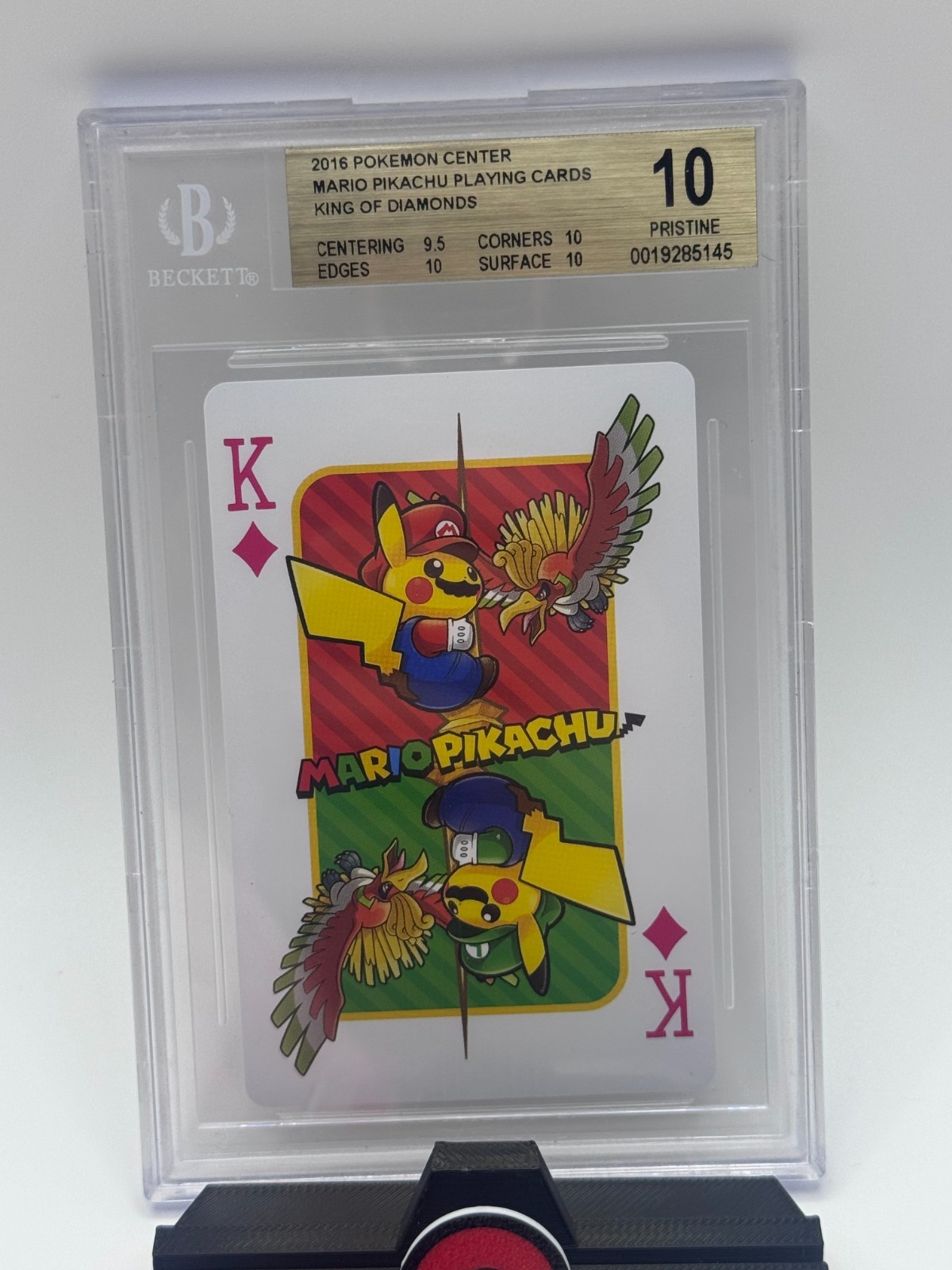 2016 Pokemon Center Mario Pikachu King of Diamonds BGS 10 Pristine Playing Card