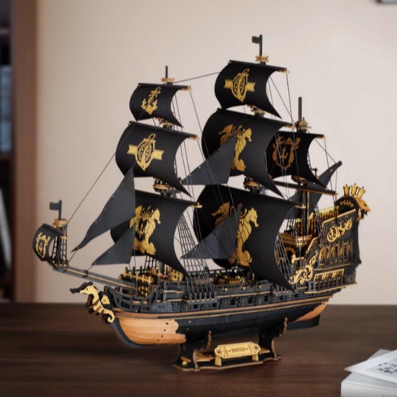 Robotime ROKR 3D Wooden Puzzle Seahorse Barque Model Kit Desk Decor Teens Adult+