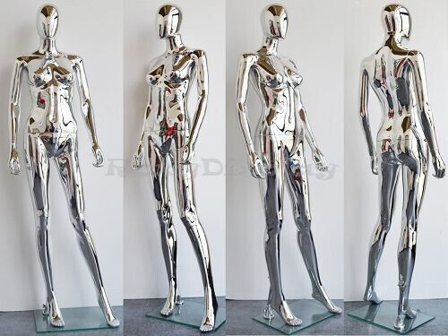 Female Chrome Plastic Unbreakable Mannequin Display Dress Form #PS-SF1SCEG