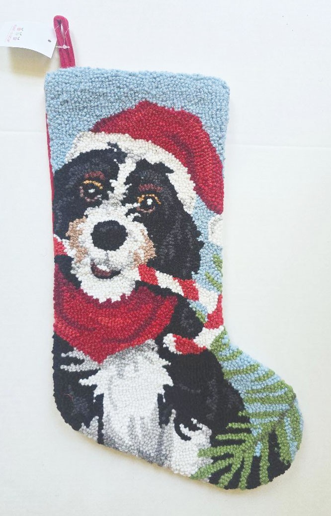 Peking Handicraft Bernedoodle Bernese Doodle Dog Christmas Hooked Stocking