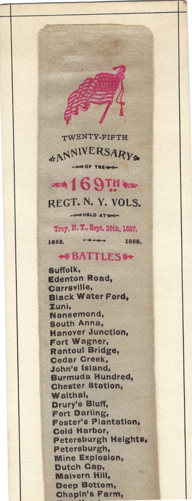 Civil War 169th Regt. NY Volunteers Celebrates Anniversaries In 1865 And 1869