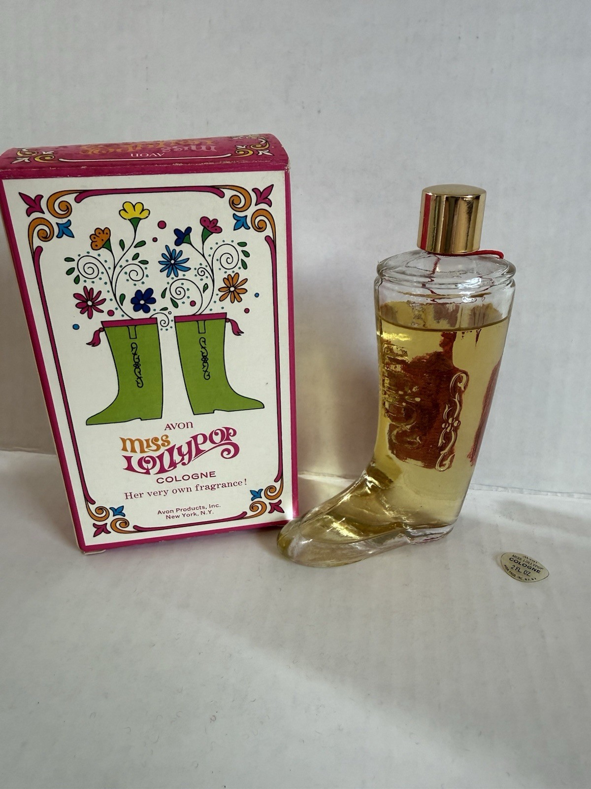 Vtg Avon Miss Lollypop Cologne FULL / NEW Vintage 1967 In Box 2oz  Shoe Boot NOS