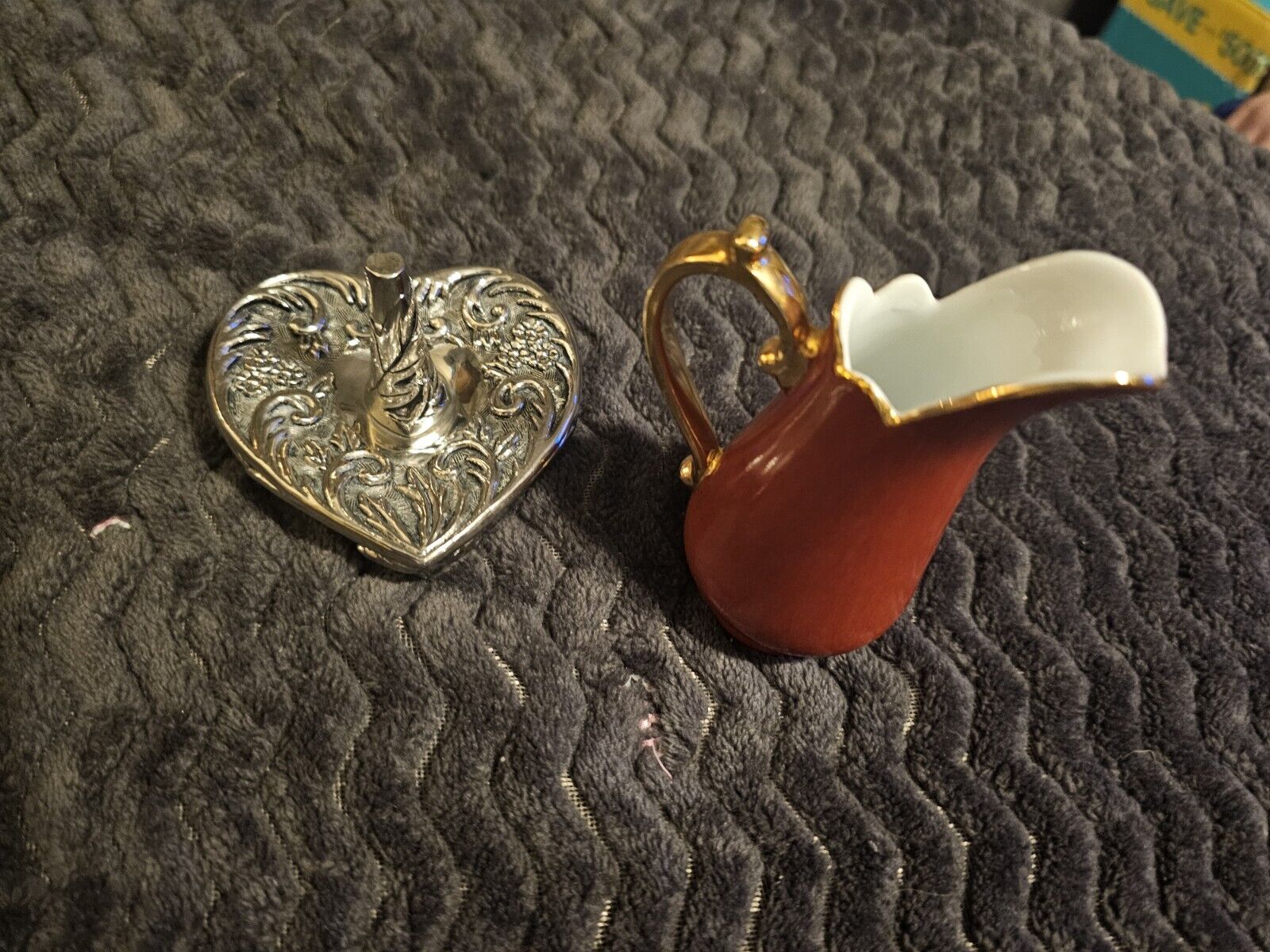 Godinger Silver Ring Plate And Gold Trimed Pitcher