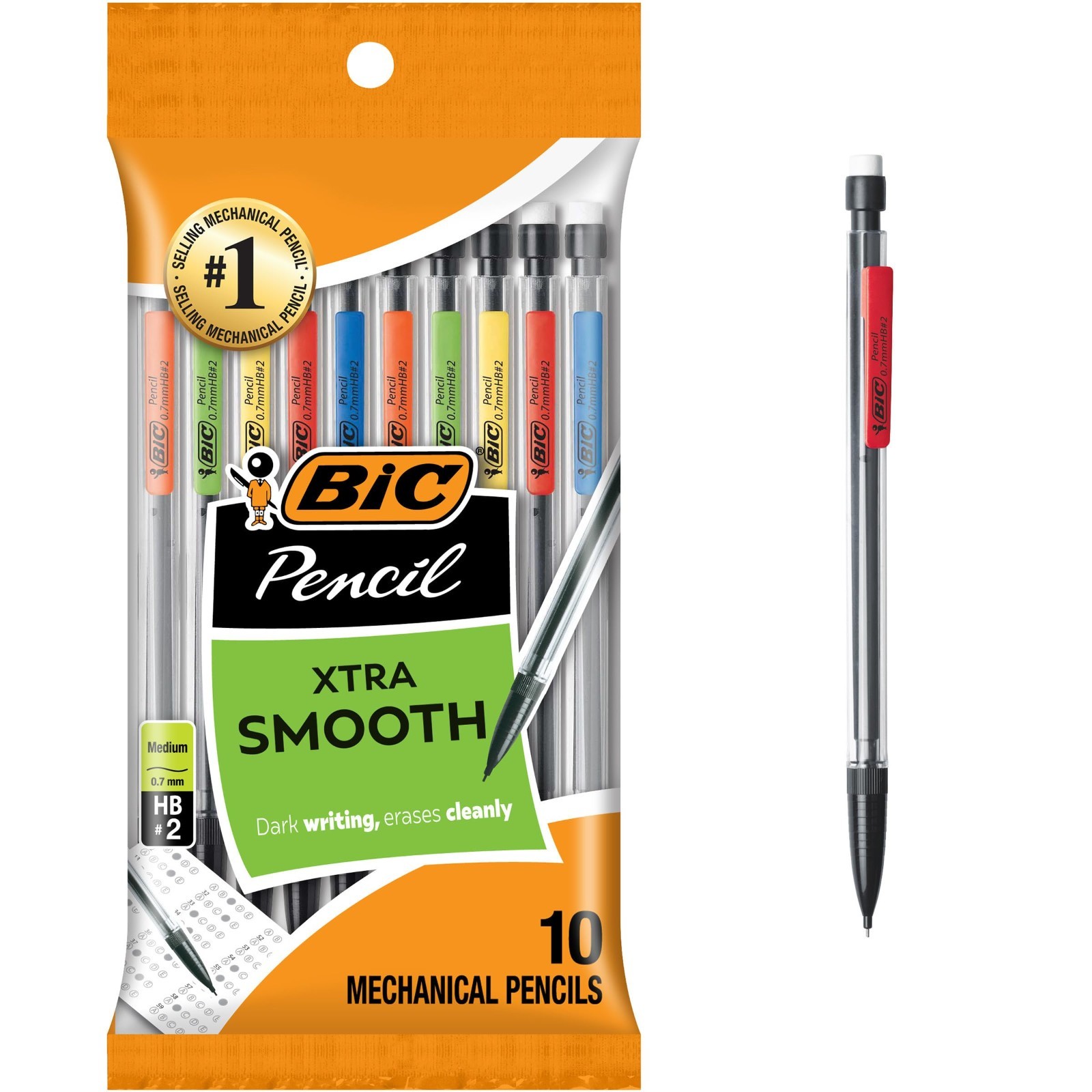 BIC Xtra-Smooth Mechanical Pencils with Erasers, 1 Count (Pack of 10), Black BIC Xtra-Smooth Mechanical Pencils with Erasers, 1 Count (Pack of 10), Black