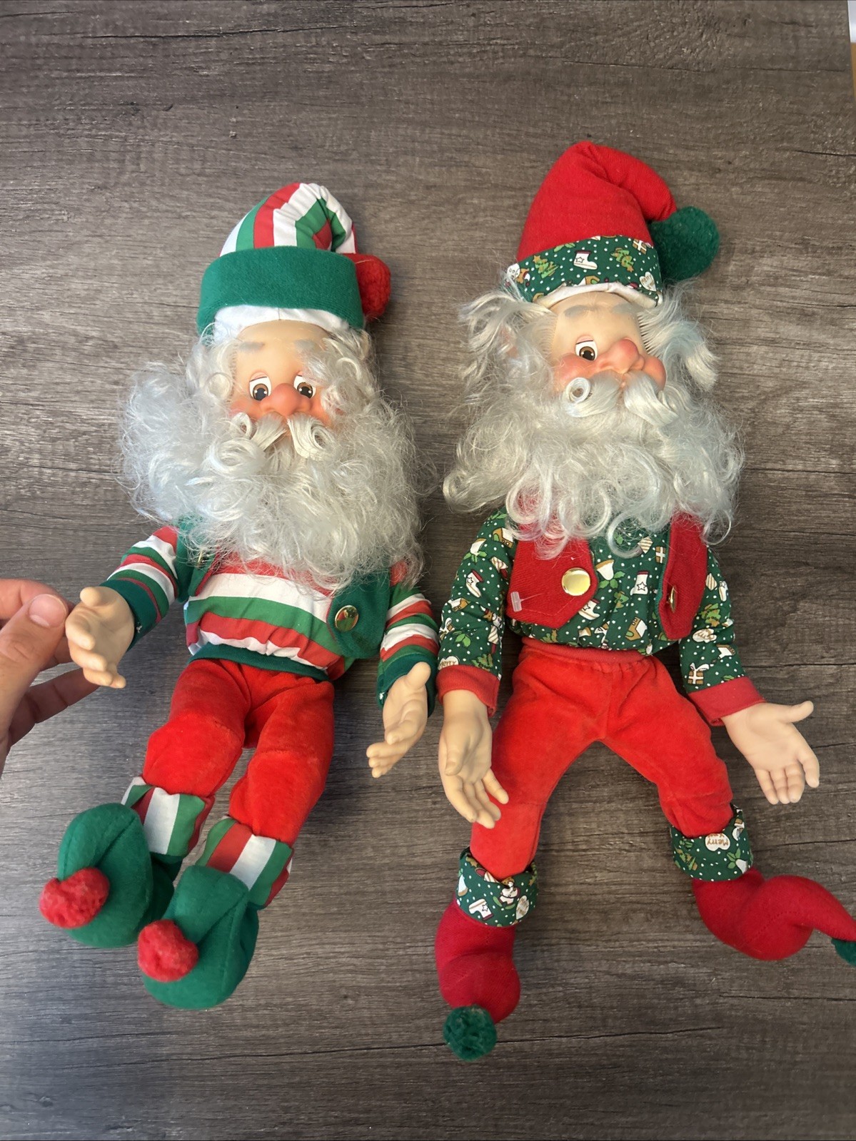 Vintage Enesco North Pole Christmas Poseable Elf Doll Sandi Zimnicki Lot Of 2