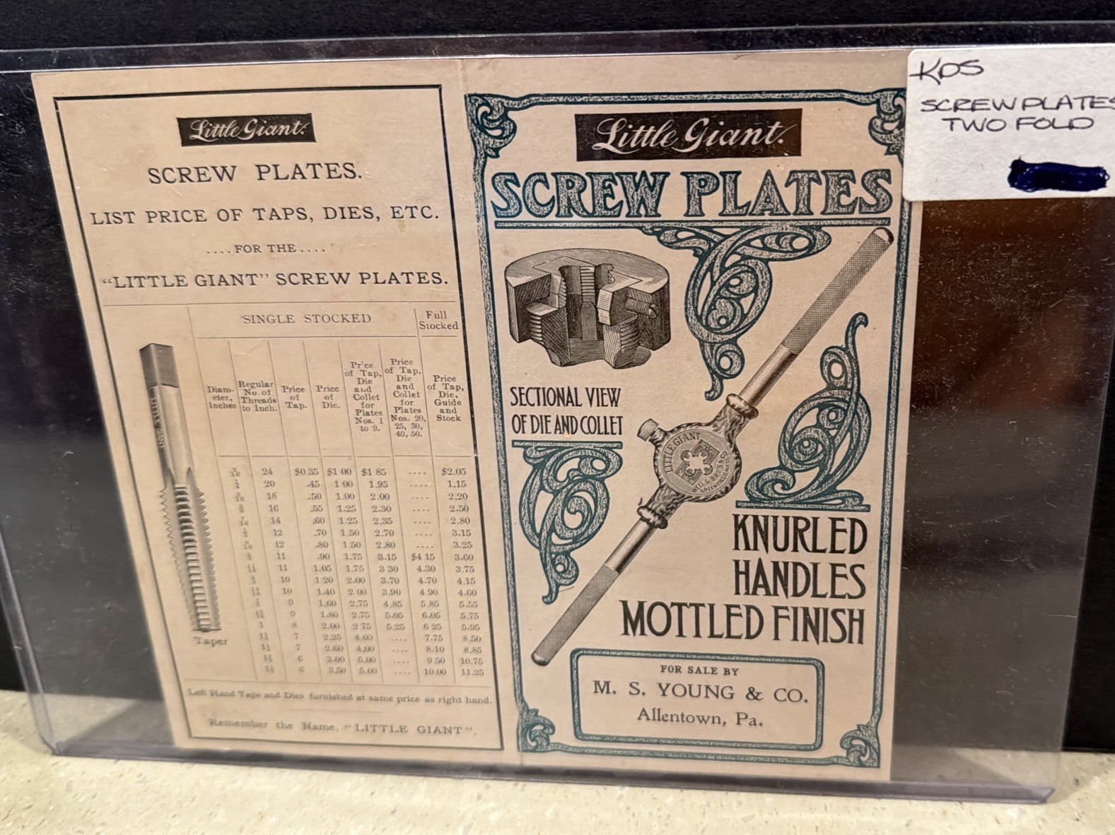 Little Giant Screw Plates Catalog Page Ad 1920s Tools Hardware In Plastic Case.