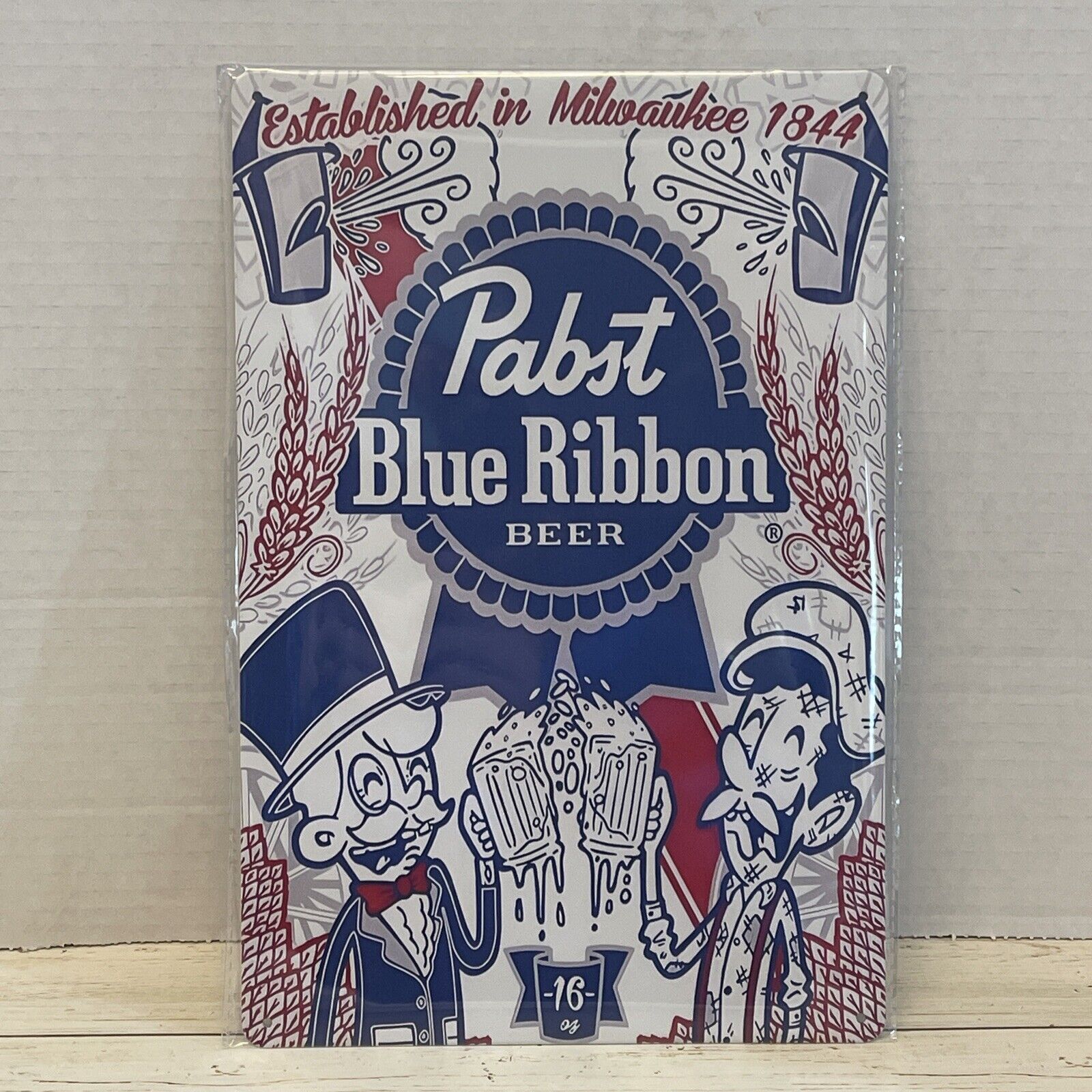 pabst blue ribbon Beer Metal Tin Sign Guys Custom Can USA Vintage Look Man Cave