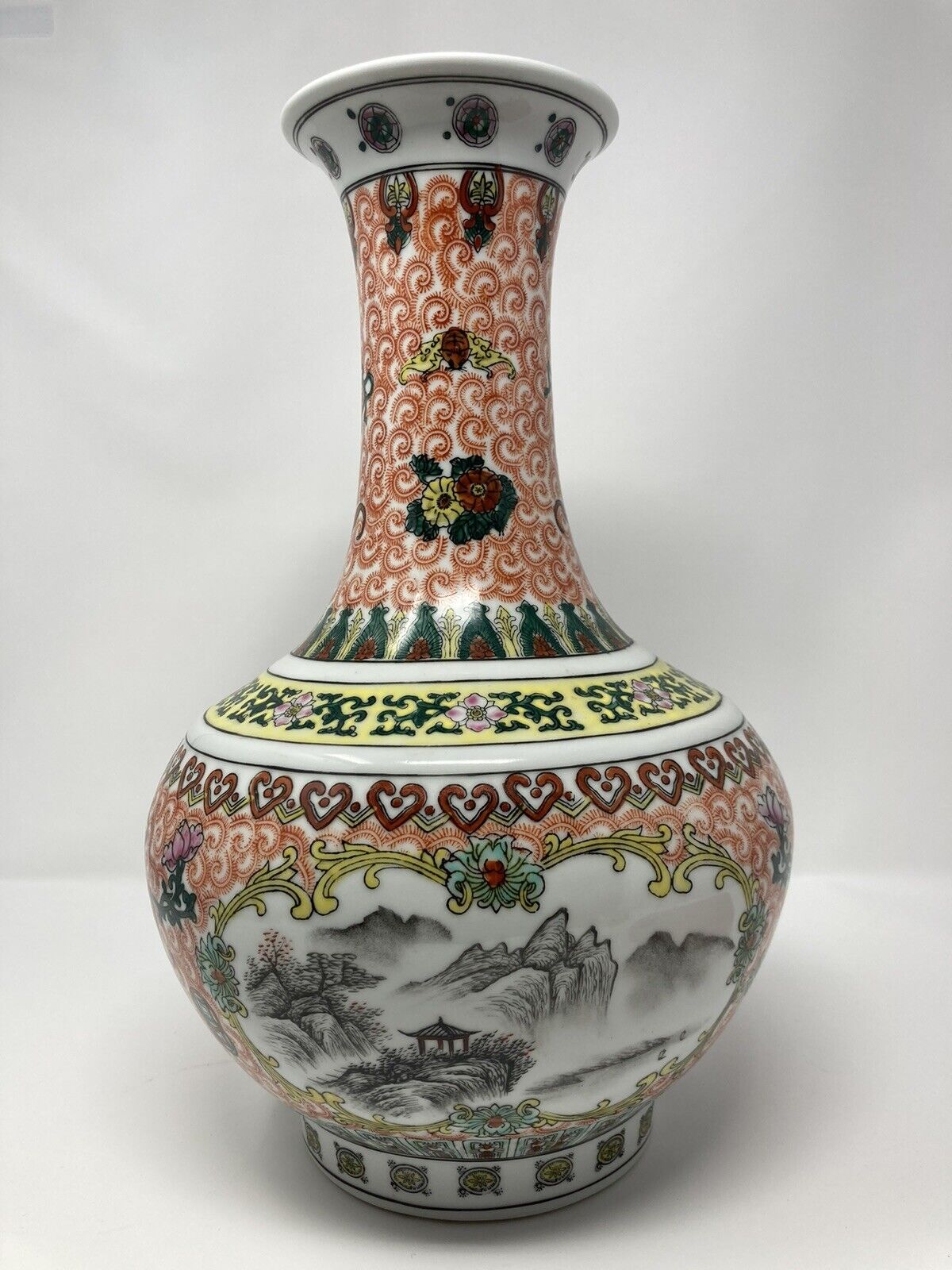 Chinese Nianqian Zhilong Marked Famille Pink Vignette Vase 14”