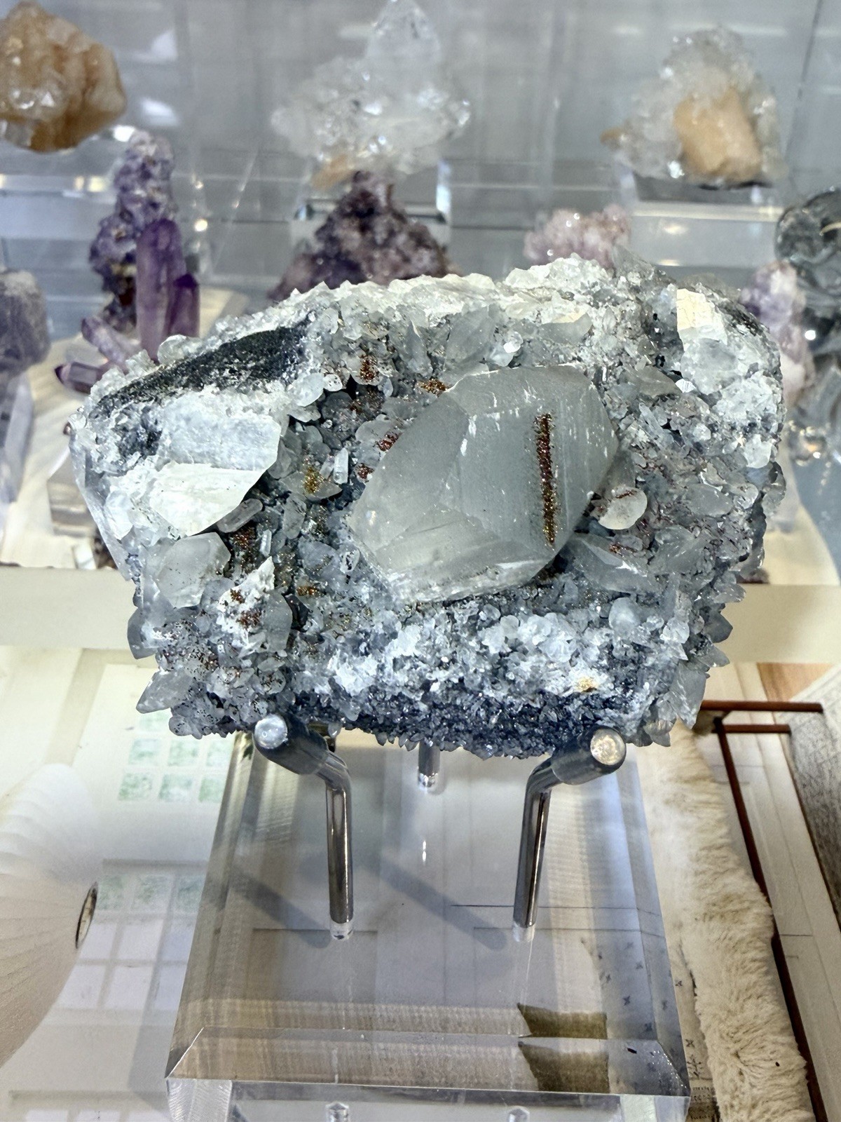 Calcite and Quartz (Crystal) Symbiotic Mineral Specimen