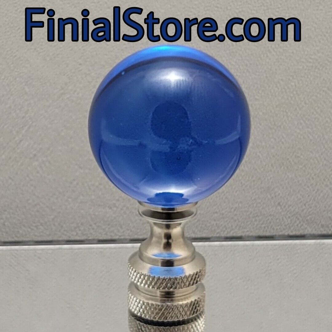 Royal Blue Crystal Ball 30mm Lamp Finial Nickel/Polished/Antique Base