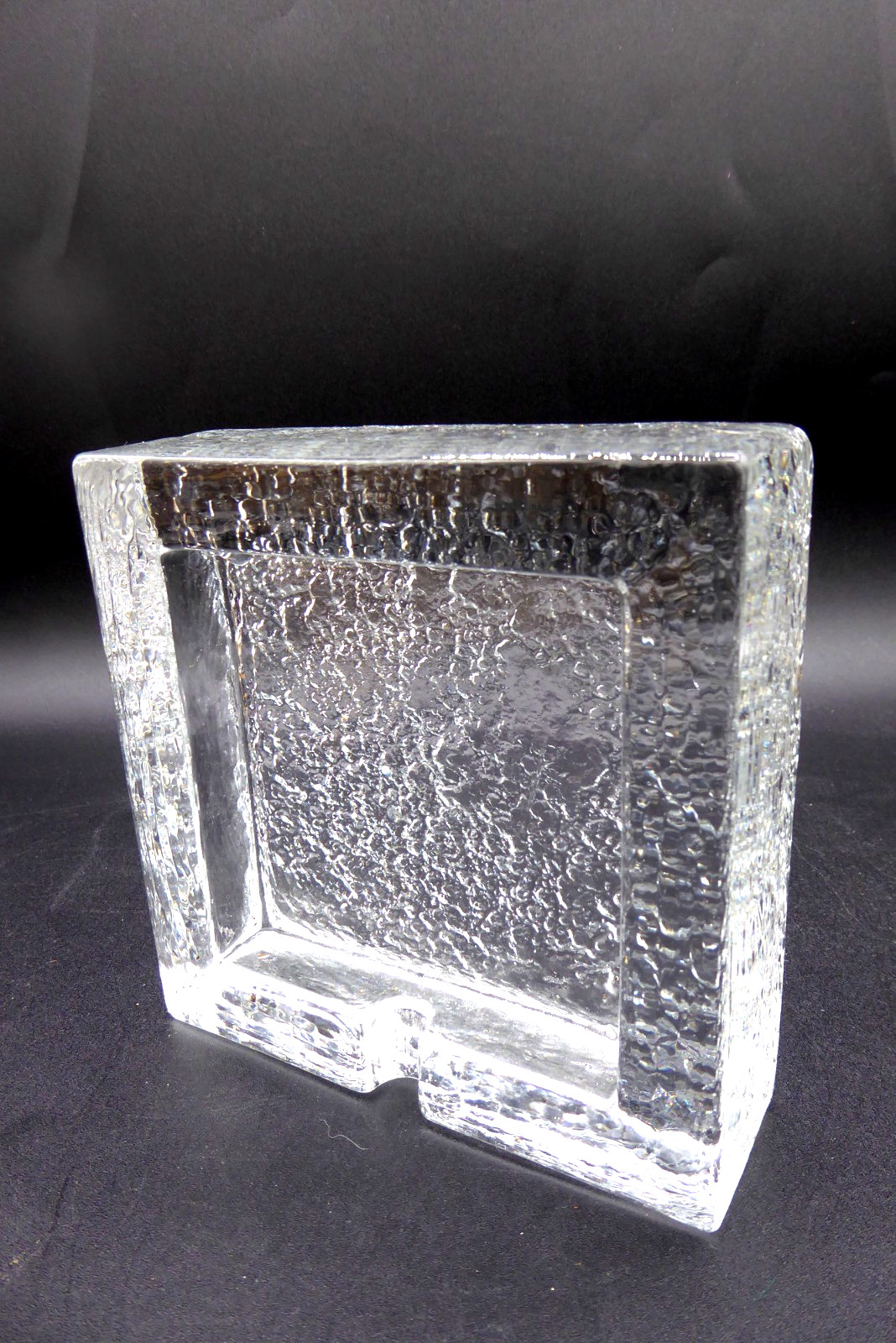 Iittala Finland Tapio Wirkkala Icicle Square Textured Glass Ashtray 4.5”