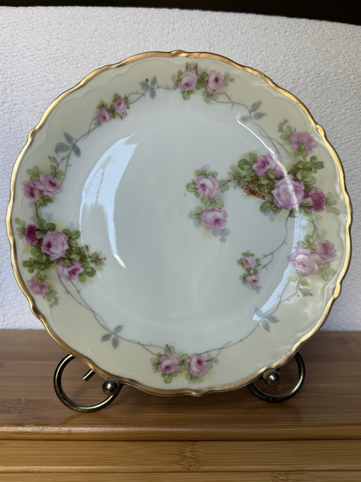 Antique 9 Inch Bavaria Plate Handpainted PS Pink Roses