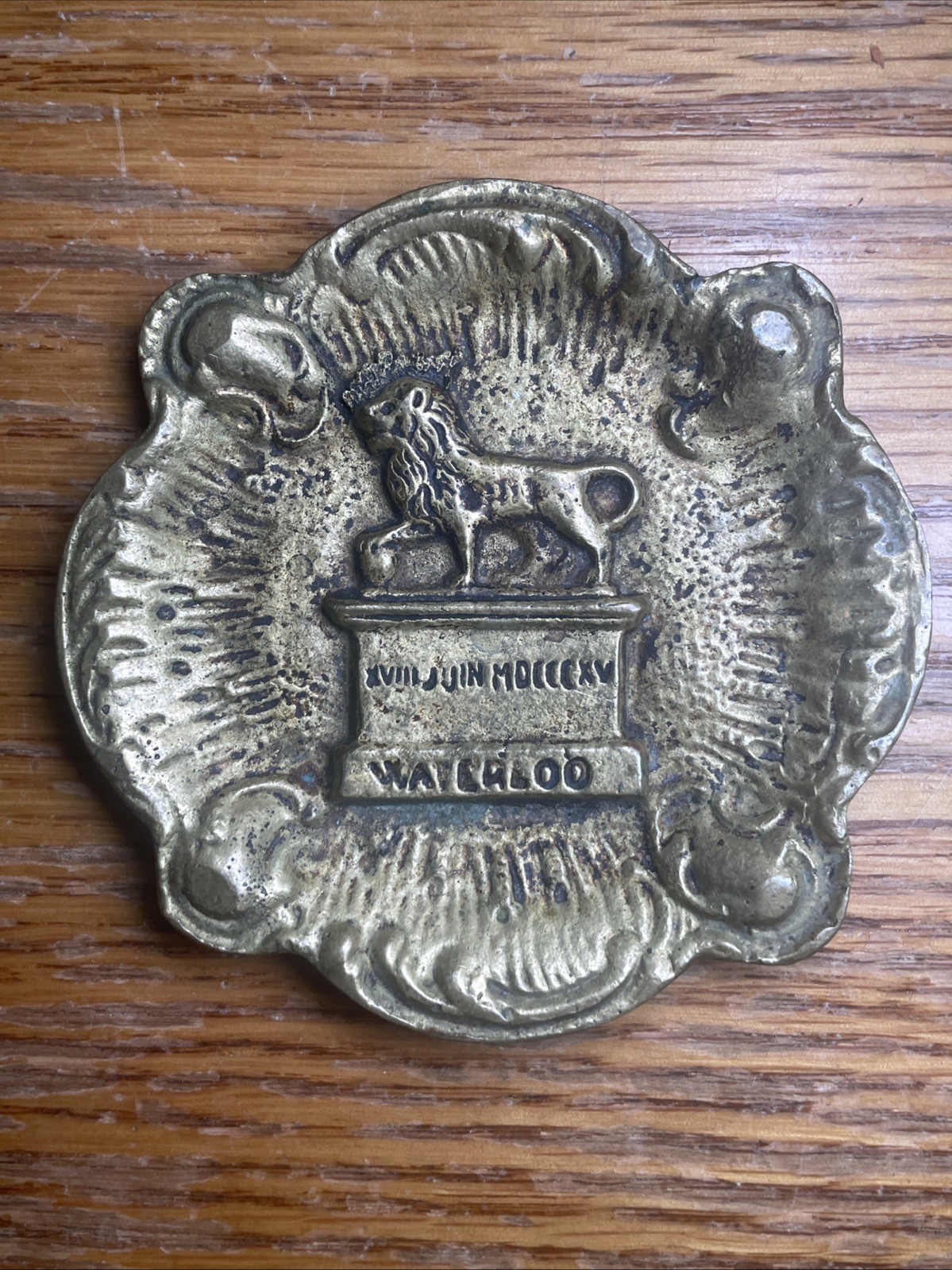 Battle Of Waterloo Antique Brass Plaque 3” x 3”