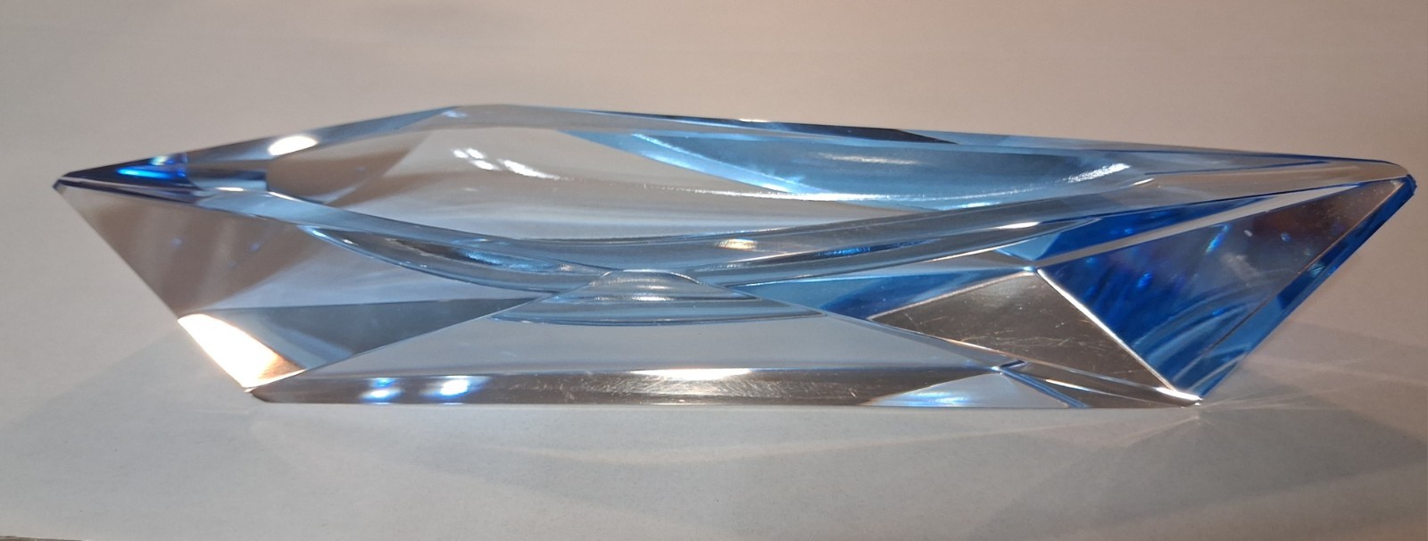 Vintage Moser Art Deco Blue glass Ashtray STUNNING