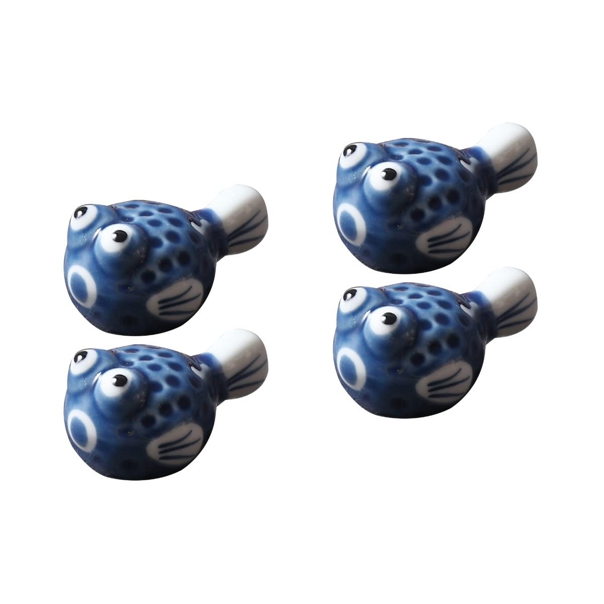 Hemoton Ceramic Chopstick Rest Set of 4 - Puffer 4.8X3.2X2.3CM, Dark Blue Hemoton Ceramic Chopstick Rest Set of 4 - Puffer 4.8X3.2X2.3CM, Dark Blue