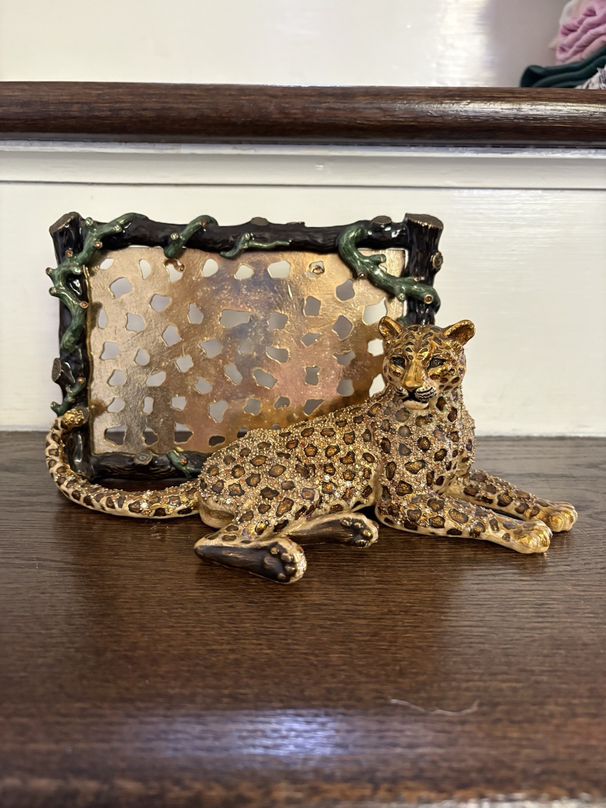 EXCELLENT VINTAGE JAY STRONGWATER Leopard Cheetah CRYSTAL ENAMEL FRAME EXCELLENT VINTAGE JAY STRONGWATER Leopard Cheetah CRYSTAL ENAMEL FRAME