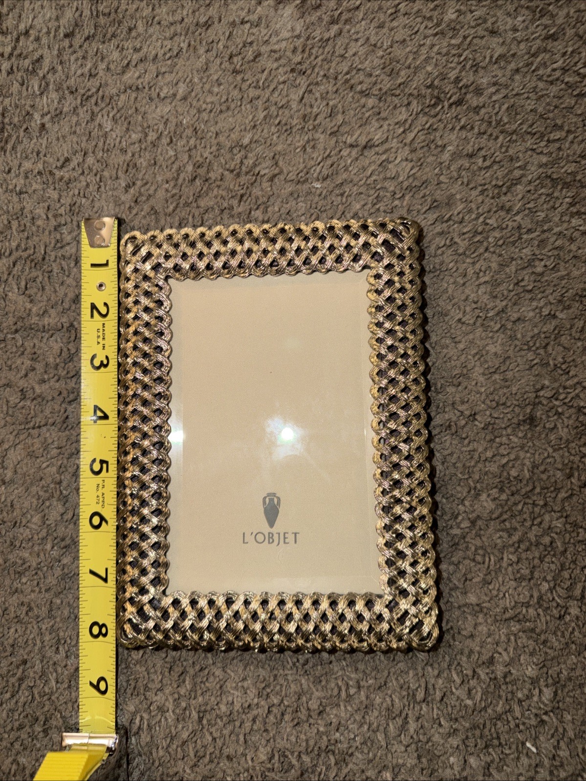 L\'objet woven braid platinum silver 4x6 photo frame