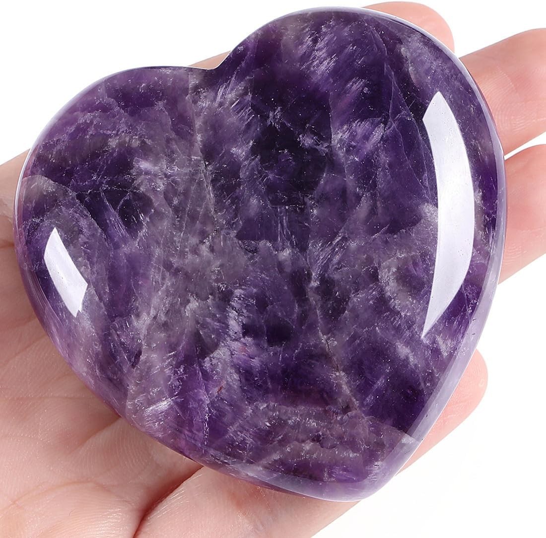 MAIBAOTA 60 Mm Amethyst Crystal Rock Large Heart Stone Healing Crystals Gifts fo MAIBAOTA 60 Mm Amethyst Crystal Rock Large Heart Stone Healing Crystals Gifts fo