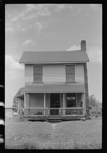 Photo:1930s Rural Farmhouse House Porch Chimney Black White Photo