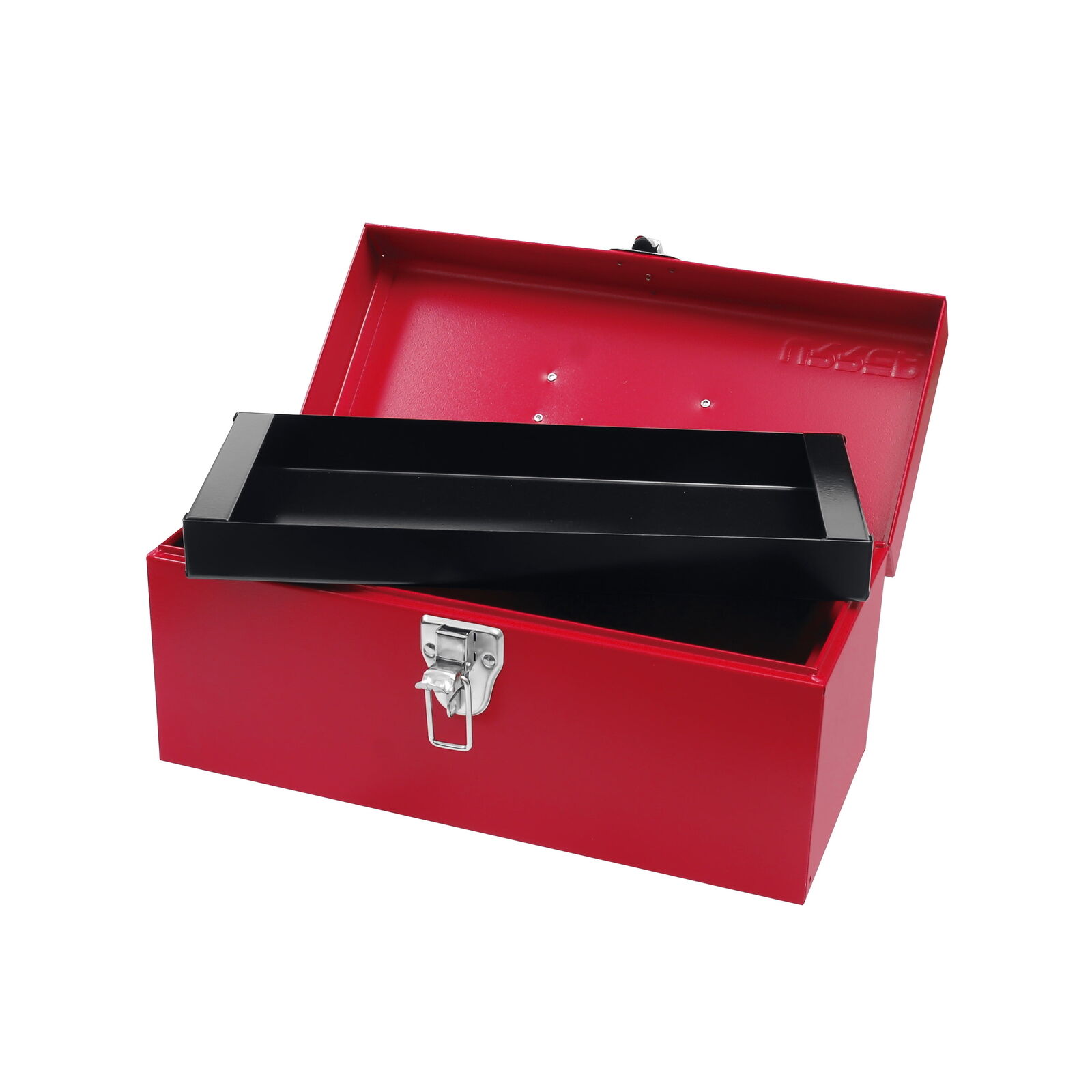 Industrial 14 In Metal Tool Box With Plastic Handle And Metallic Tray