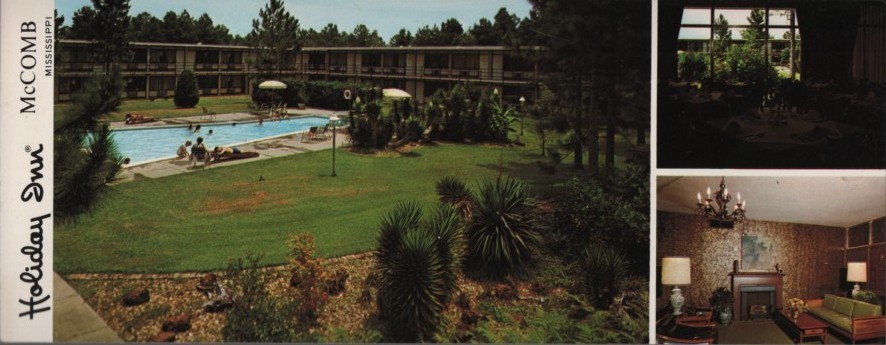 Holiday Inn McComb Mississippi Oversized Postcard Motel Pool Interior Multiview