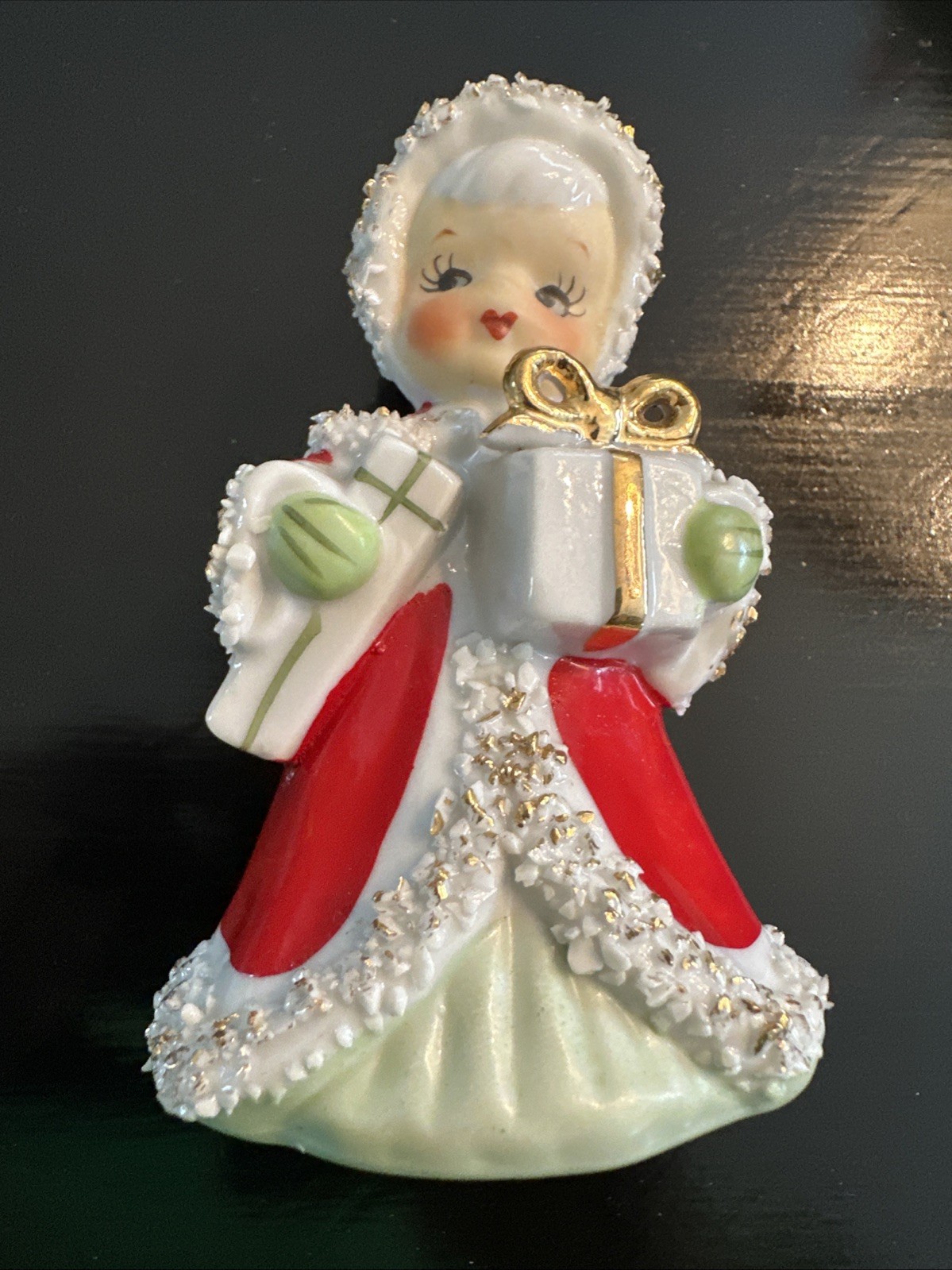 VINTAGE LEFTON GIRL CHRISTMAS ANGEL BELL GREAT CONDITION WELL PAINTED