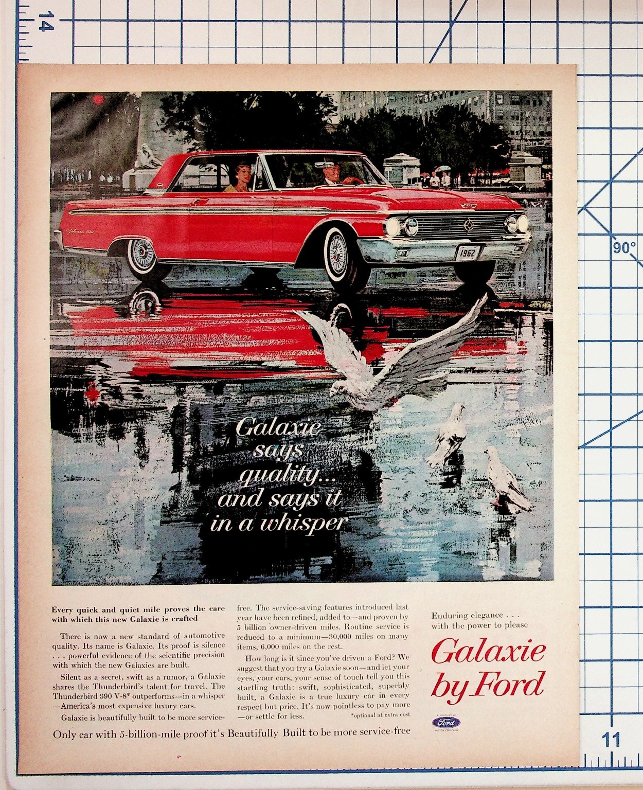 1962 Ford Galaxie Original Magazine Ad Red Car Vintage Automobile Ephemera