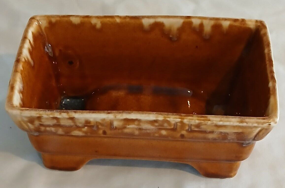 Brush McCoy Rectangle Shaped Footed Brown Planter 6.2\