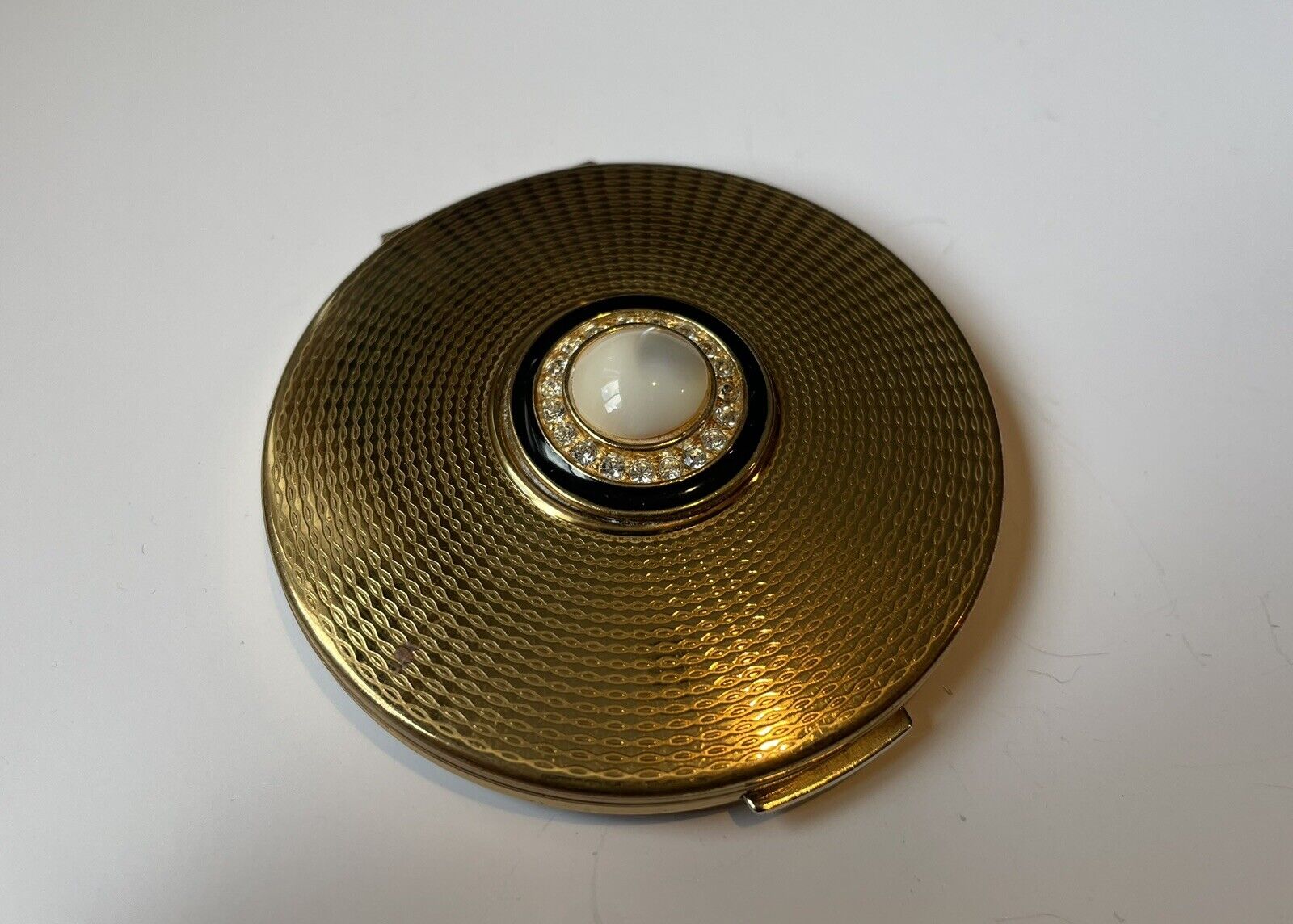 Vintage Stratton England Rhinestones And Mother of Pearl  Compact Mirror